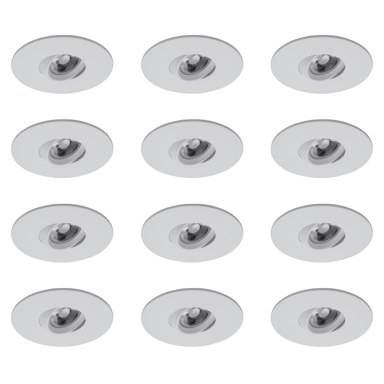 12 Pack Round 4 Inch White LED Recessed Downlight – 2700K, Dimmable, IC & Wet Location Rated, 36° Beam, 5-Year Warranty