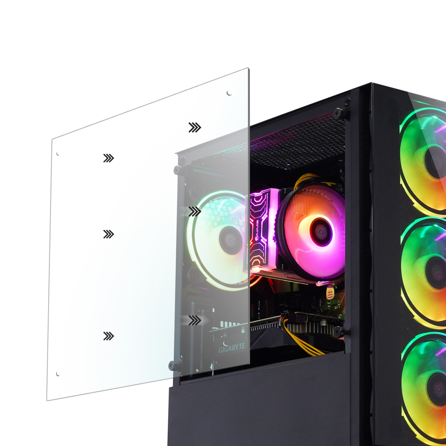 HAJAAN Gaming PC Desktop Tower - AMD Ryzen 5 5600X, RTX 3050 6GB GDDR6, 32GB DDR4 RAM, 1TB NVMe M.2 SSD, 24" Inch Curve Gaming Monitor, Windows 11