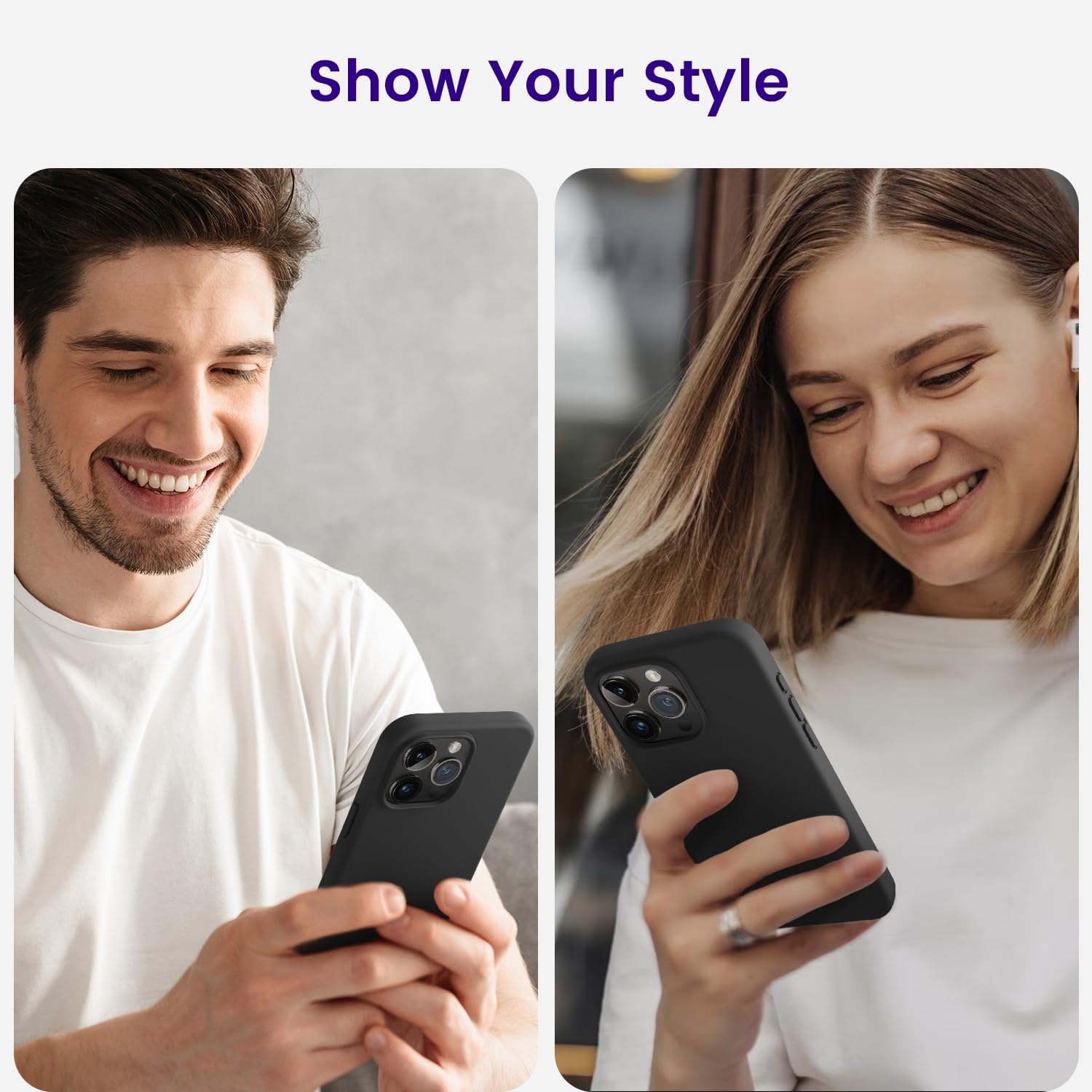 Étui en silicone liquide pour iPhone 16 Pro Max, étui protecteur intégral Silky Soft Touch, étui antichoc antirayure avec doublure en microfibre