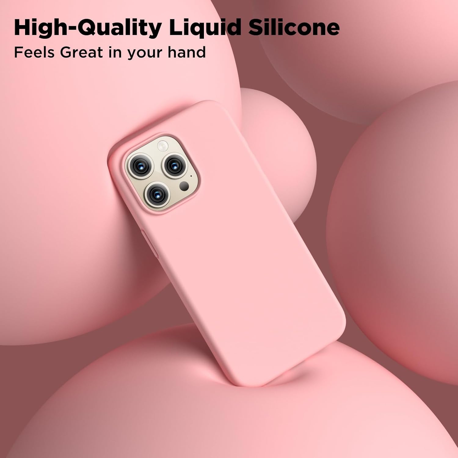 Étui en silicone liquide pour iPhone 16 Pro Max, étui protecteur intégral Silky Soft Touch, étui antichoc antirayure avec doublure en microfibre