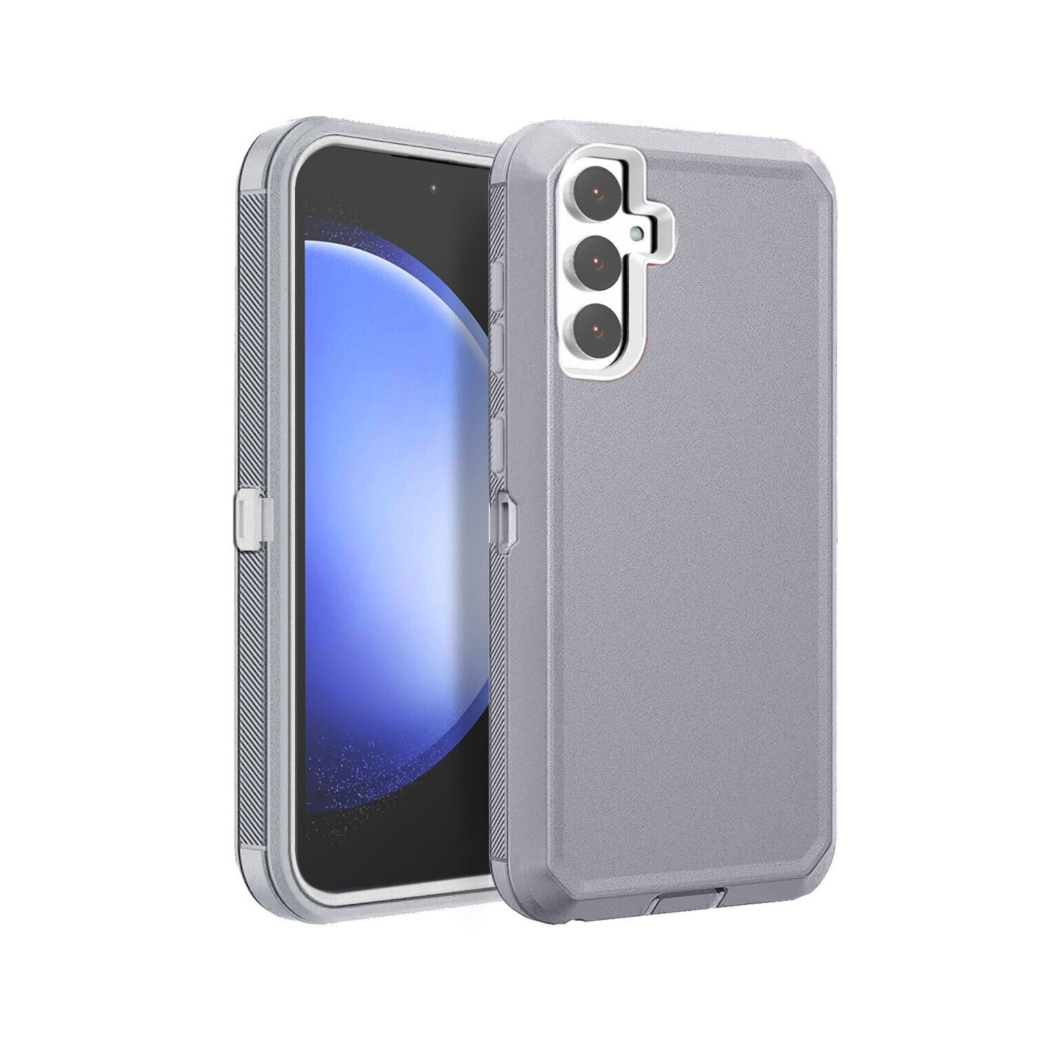 [CS] Étui rigide robuste et antichoc Triple 3 couches Defender pour Samsung Galaxy A16, gris