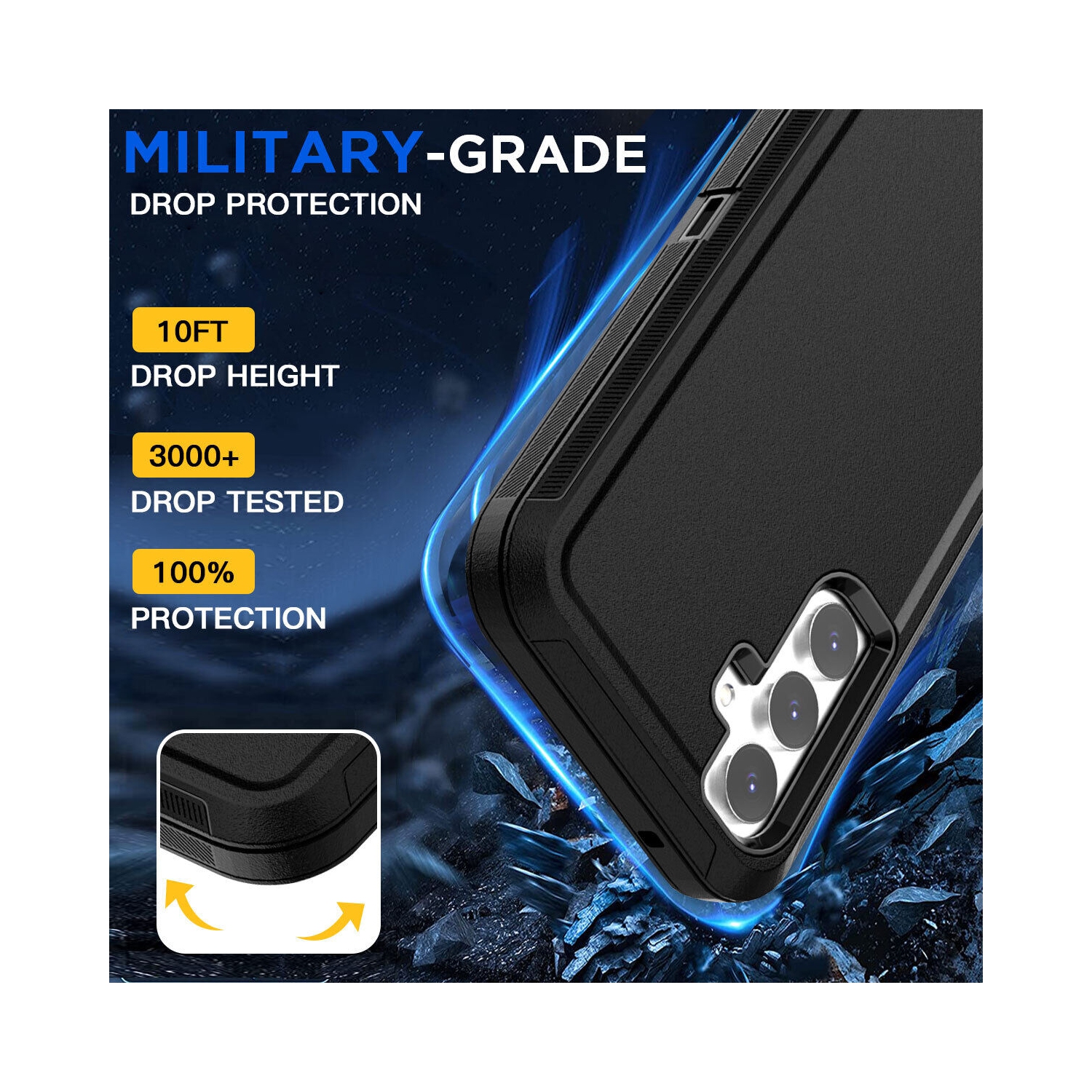 [CS] Étui rigide robuste et antichoc Triple 3 couches Defender pour Samsung Galaxy A16, gris