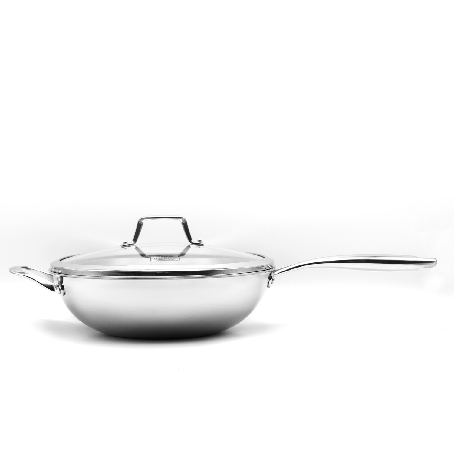 KUCHT Culinary Professional 3-Ply Stainless Steel Wok with Lid