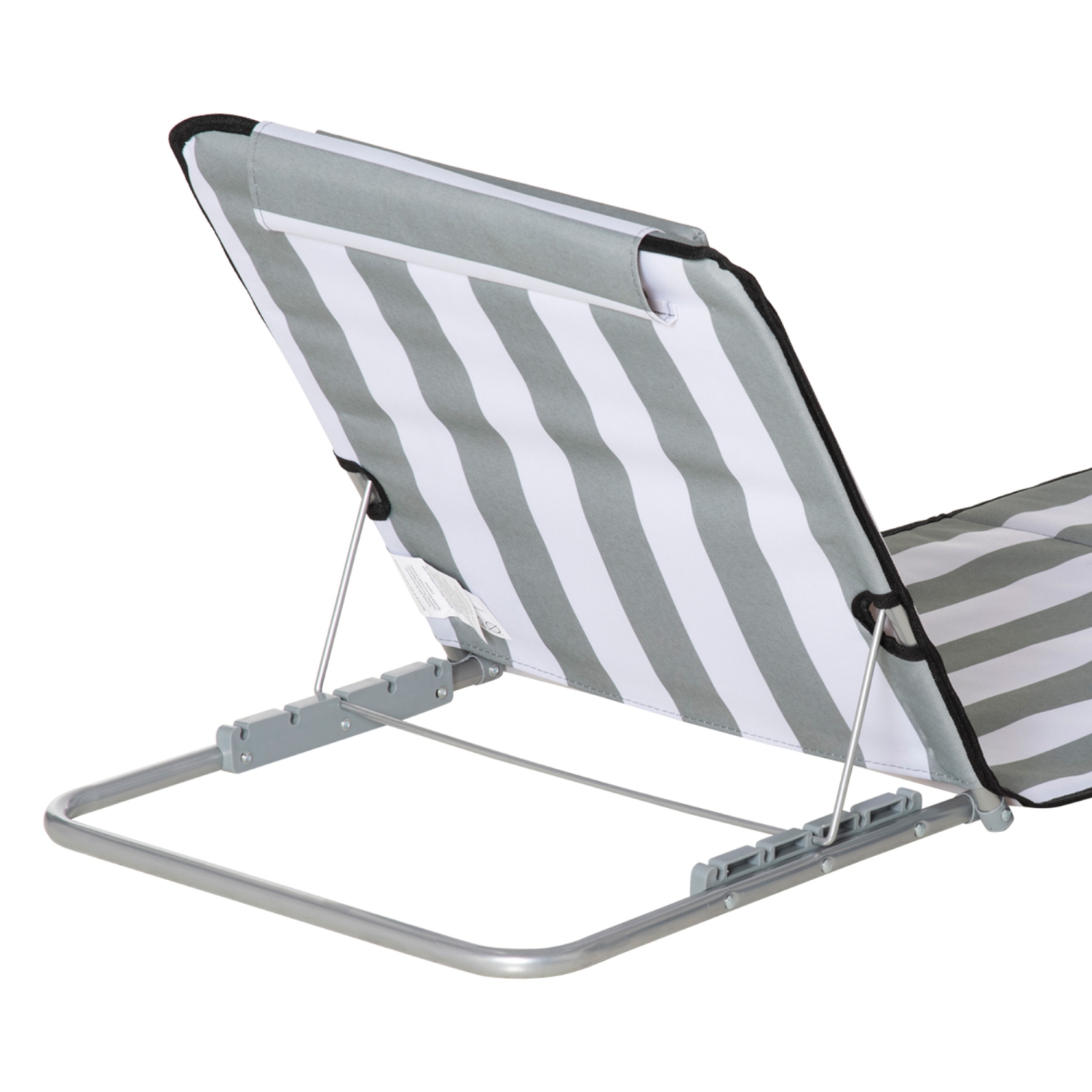 Outsunny 2 Pieces Outdoor Beach Lounge Chair, Patio Steel Folding Chaise Lounge Set w/ Pillow for Sunbath, Snap, Light Grey and White
