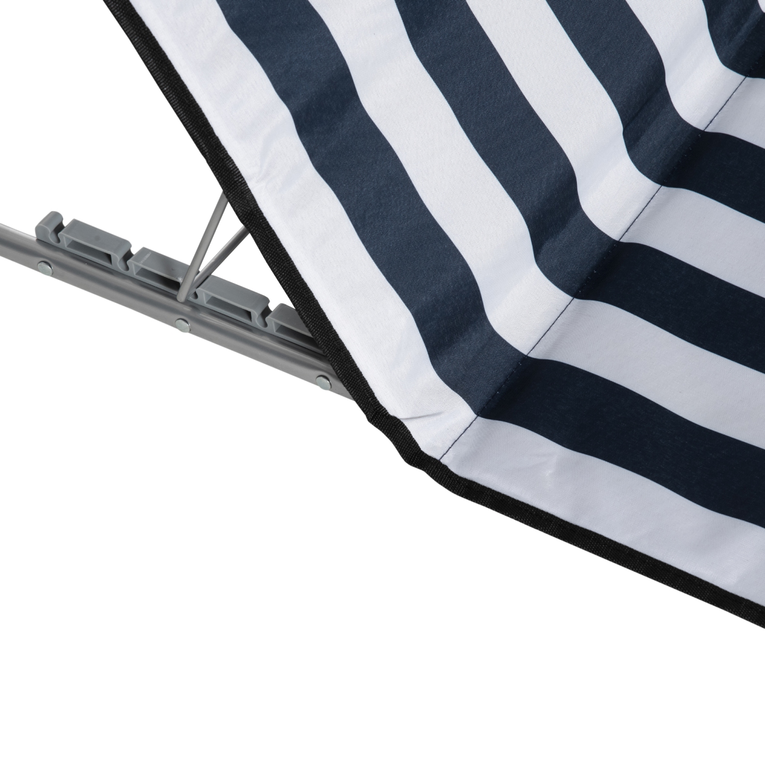 Outsunny 2 Pieces Outdoor Beach Lounge Chair, Patio Steel Folding Chaise Lounge Set w/ Pillow for Sunbath, Snap, Blue and White