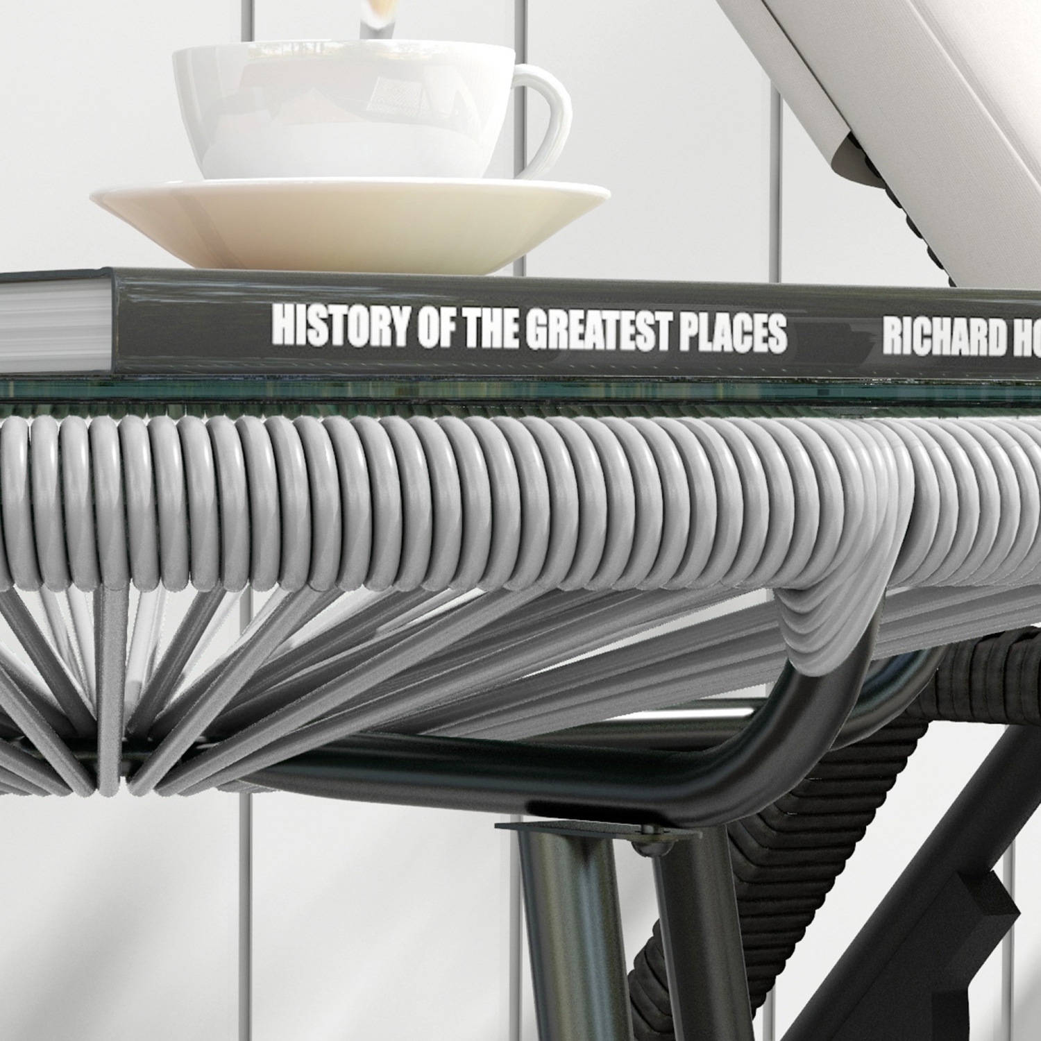 Table d'appoint en rotin Outsunny, table basse ronde d'extérieur en rotin polyéthylène et dessus en verre trempé pour terrasse, jardin, balcon, gris