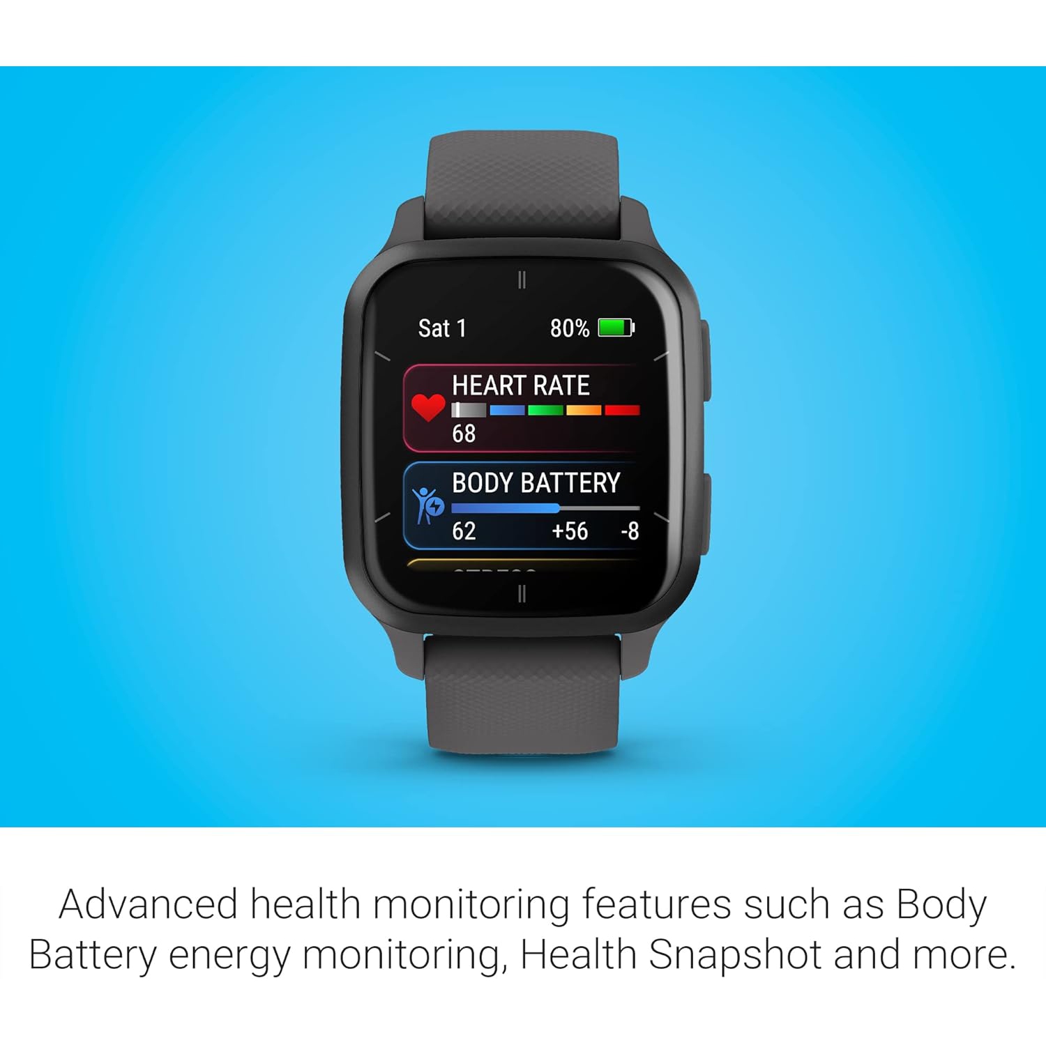 Garmin Venu Sq 2 GPS Smartwatch, All-Day Health Monitoring, Long-Lasting Battery Life, AMOLED Display, Slate