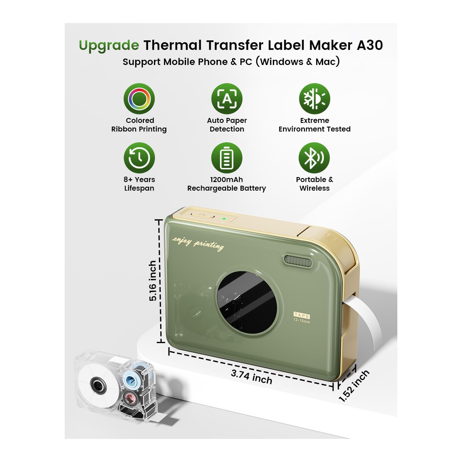 Phomemo A30 Portable Label Maker Ribbon Printer for Gift Packing and Organization