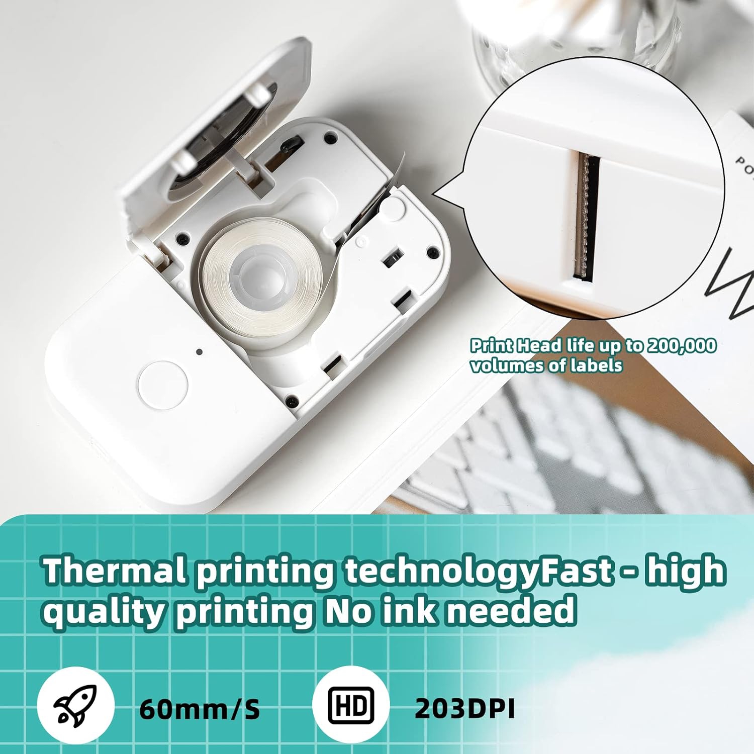 Phomemo D30 Portable Bluetooth Mini Label Printer - with 1 roll of paper inside package