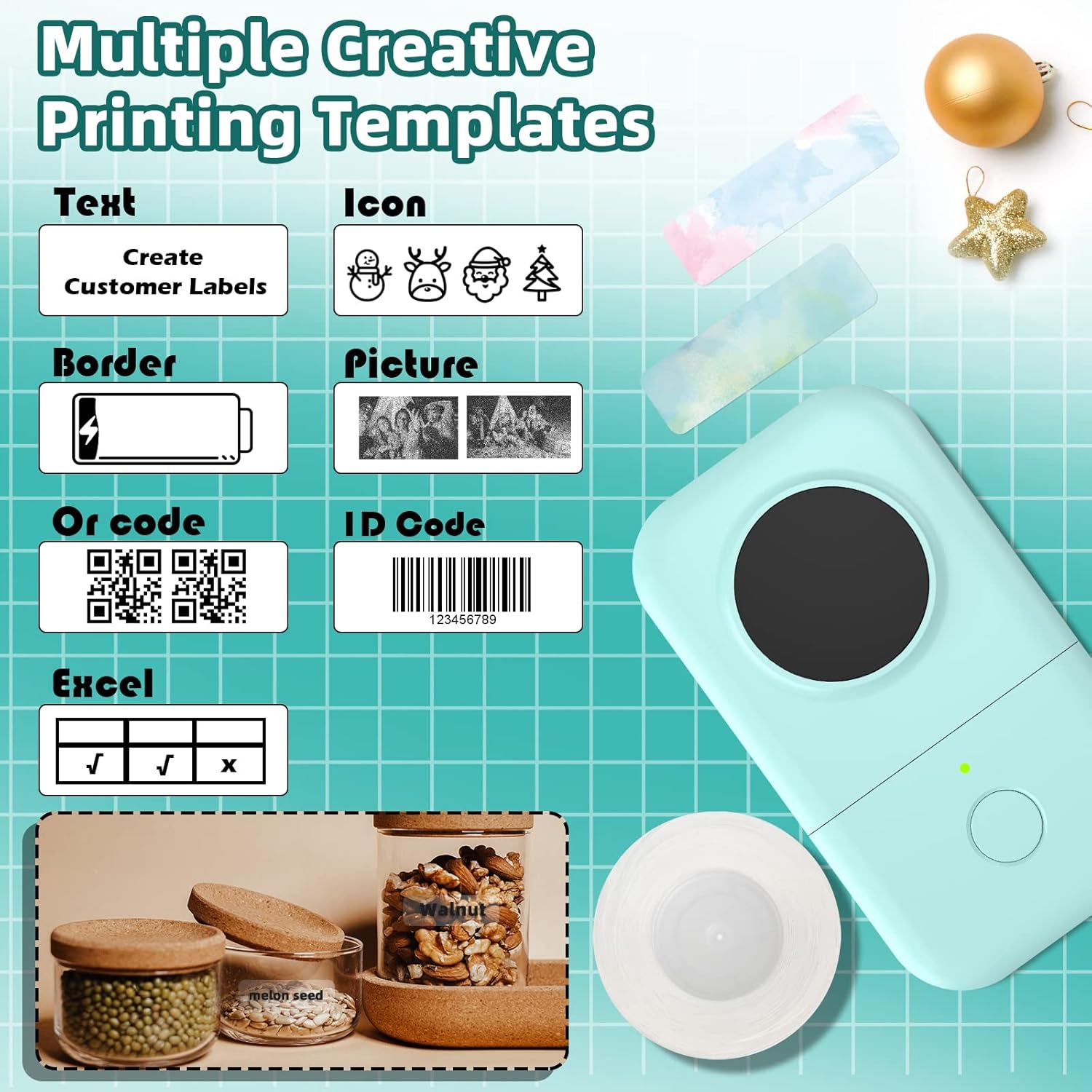 Phomemo D30 Portable Bluetooth Mini Label Printer - with 1 roll of paper inside package