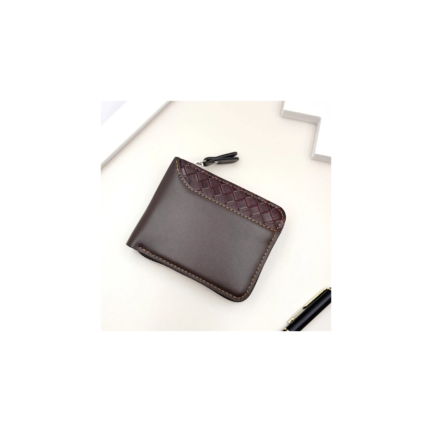 Leather Men’s Wallet Luxury Mens Purse Male Zipper Card Holders with Coin Pocket Rfid Wallets Gifts for Men Money Bag - Black