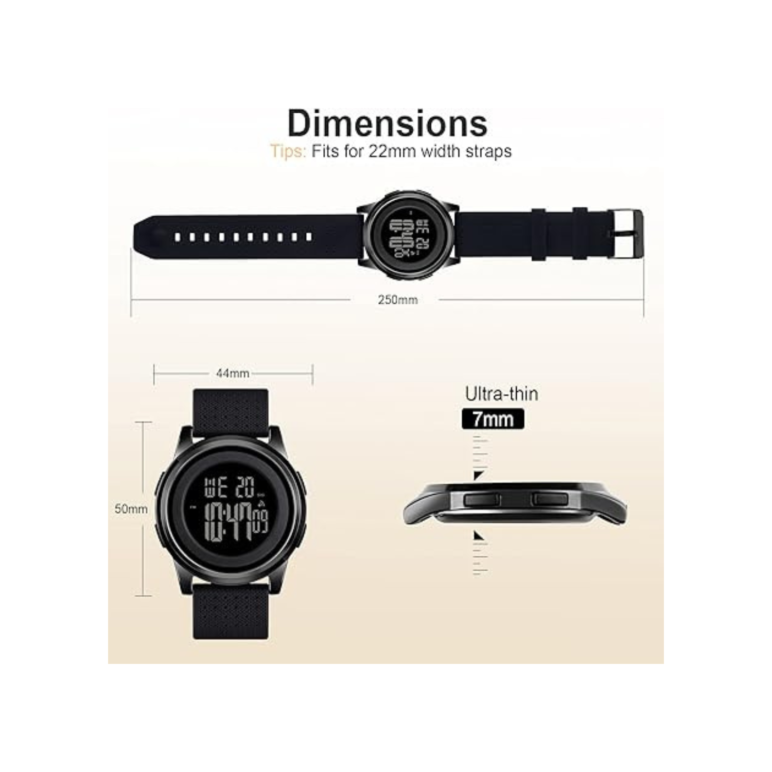 Mens Watch Ultra-Thin Digital Sports Watch Simple Waterproof Stainless Steel Fashion Wrist Watch for Men Women