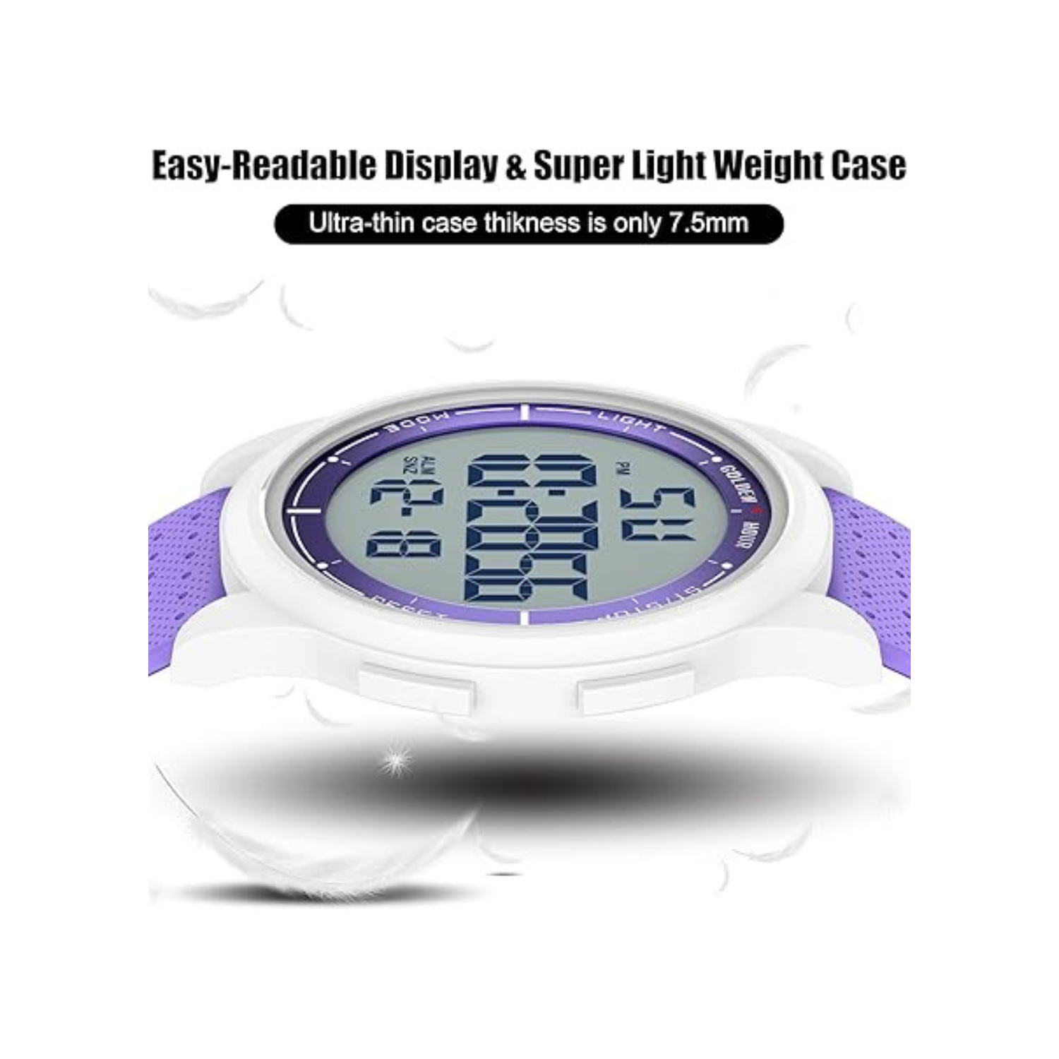 GOLDEN HOUR Ultra-Thin Minimalist Sports Waterproof Digital Watches Men with Wide-Angle Display Rubber Strap Wrist Watch for Men Women