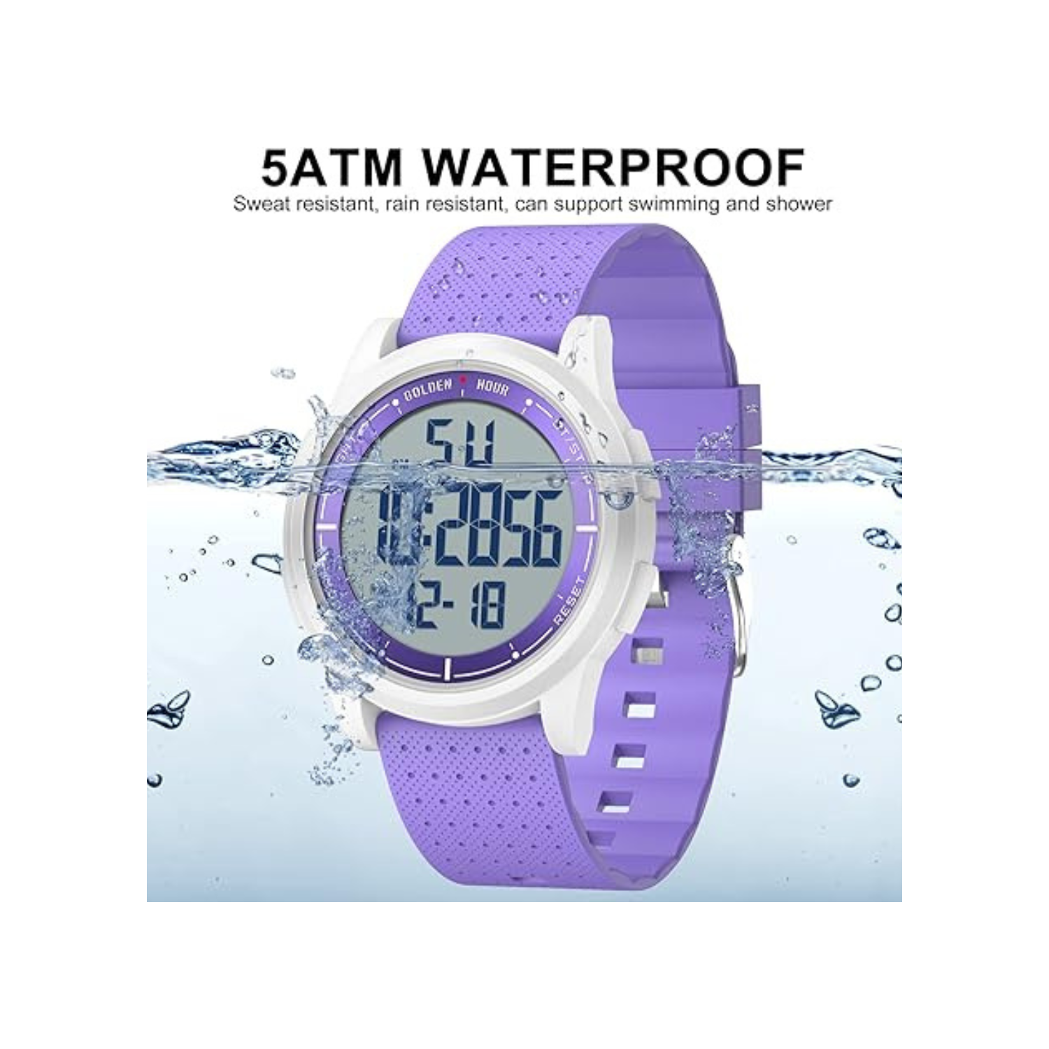 GOLDEN HOUR Ultra-Thin Minimalist Sports Waterproof Digital Watches Men with Wide-Angle Display Rubber Strap Wrist Watch for Men Women