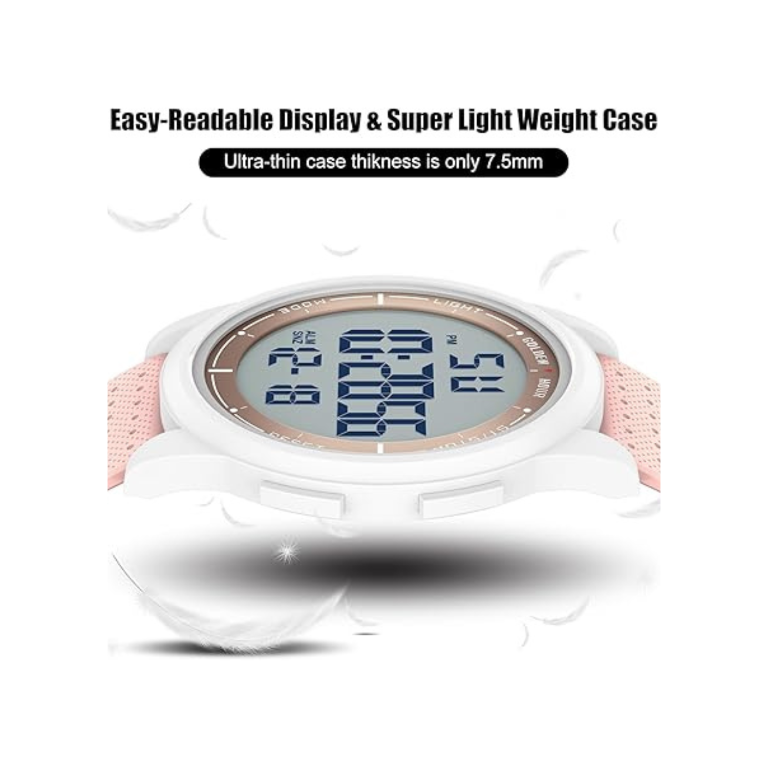 GOLDEN HOUR Ultra-Thin Minimalist Sports Waterproof Digital Watches Men with Wide-Angle Display Rubber Strap Wrist Watch for Men Women