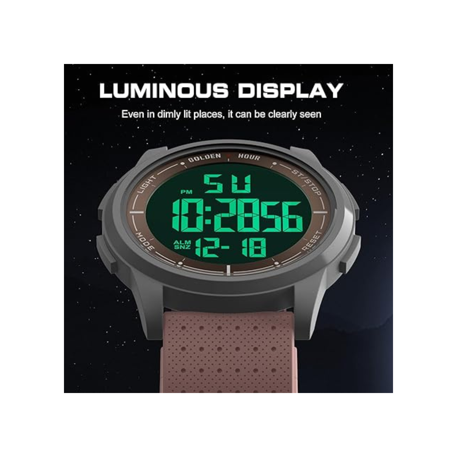 GOLDEN HOUR Ultra-Thin Minimalist Sports Waterproof Digital Watches Men with Wide-Angle Display Rubber Strap Wrist Watch for Men Women