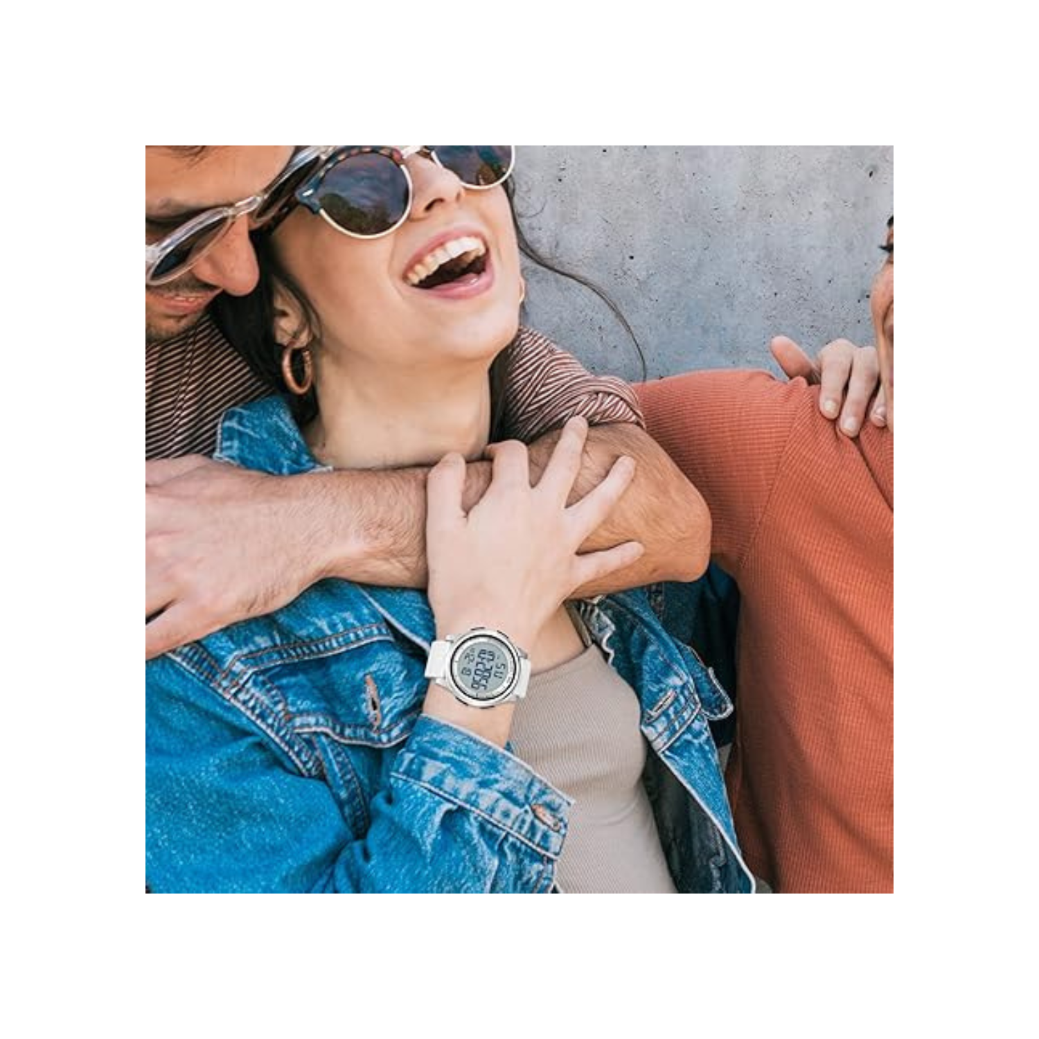 GOLDEN HOUR Ultra-Thin Minimalist Sports Waterproof Digital Watches Men with Wide-Angle Display Rubber Strap Wrist Watch for Men Women