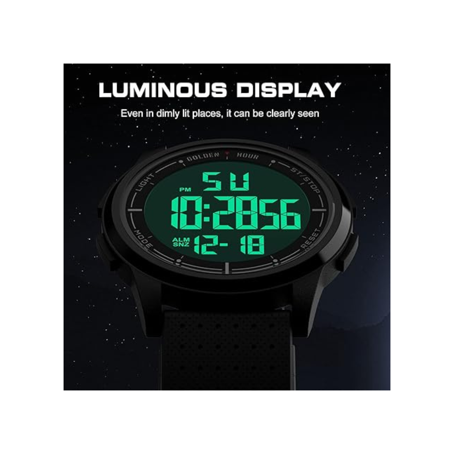 GOLDEN HOUR Ultra-Thin Minimalist Sports Waterproof Digital Watches Men with Wide-Angle Display Rubber Strap Wrist Watch for Men Women