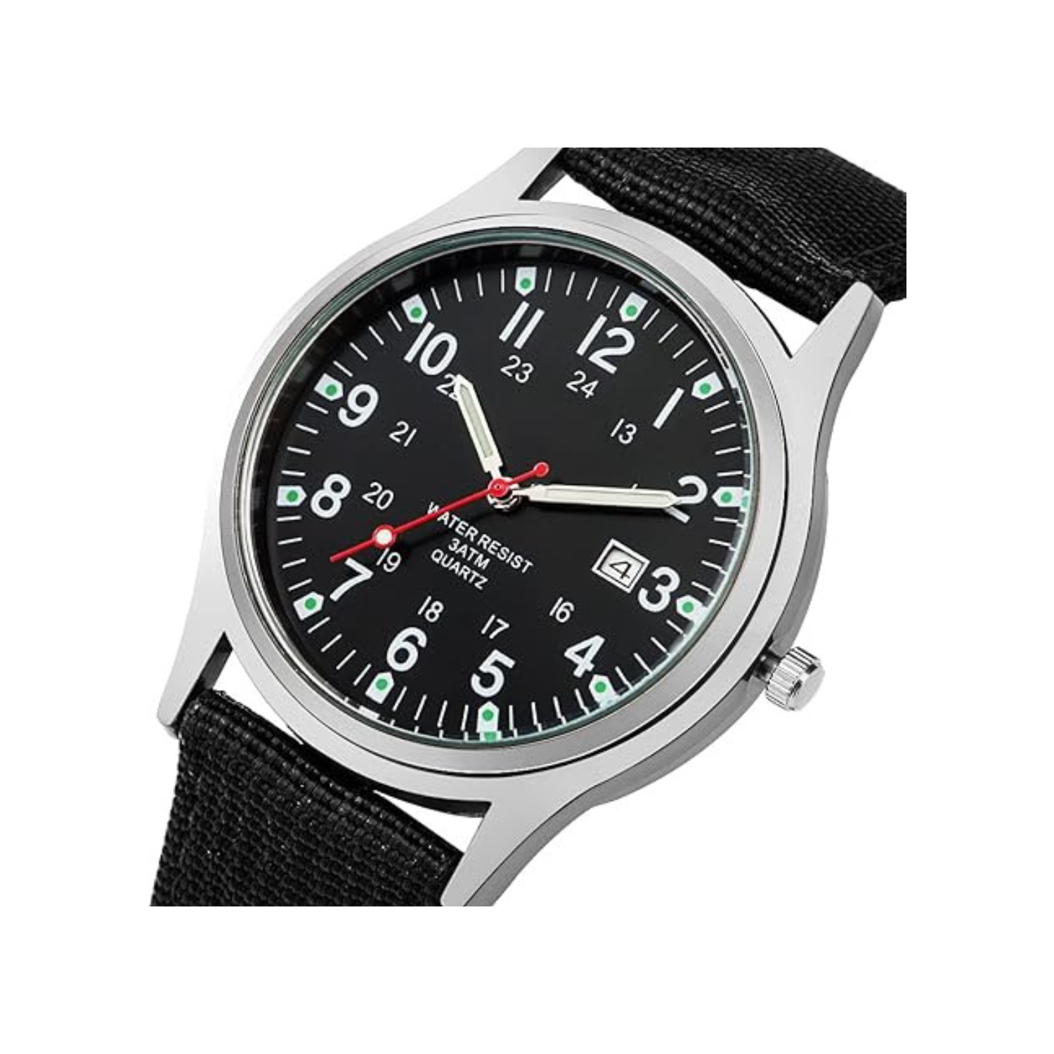 Men's Military Army Watch, Stainless Steel Nylon Strap Calendar Casual Sports Wrist Watch