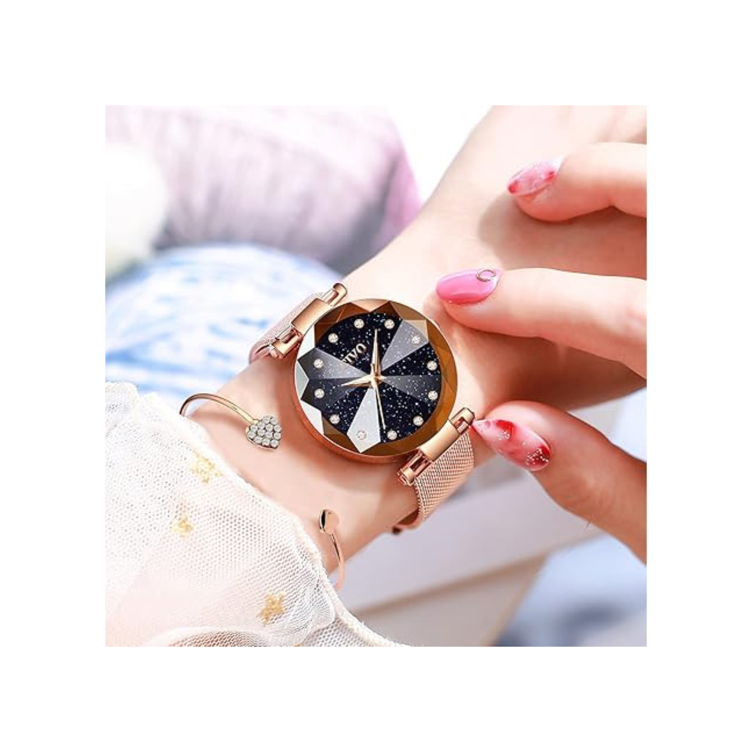 Womens Watch, Waterproof Ladies Watch, Analog Quartz Wrist Watches for Women Stainless Steel Mesh Strap Elegant Dress Designer Womens Watches Diamond