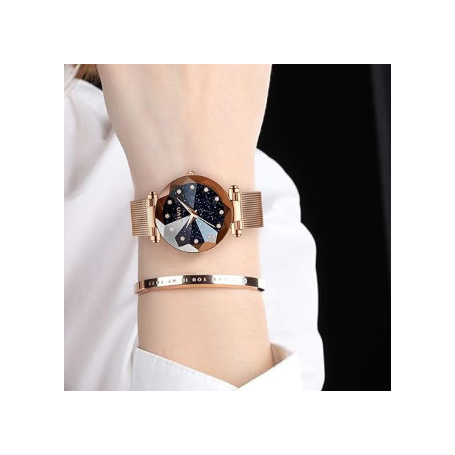 Womens Watch, Waterproof Ladies Watch, Analog Quartz Wrist Watches for Women Stainless Steel Mesh Strap Elegant Dress Designer Womens Watches Diamond