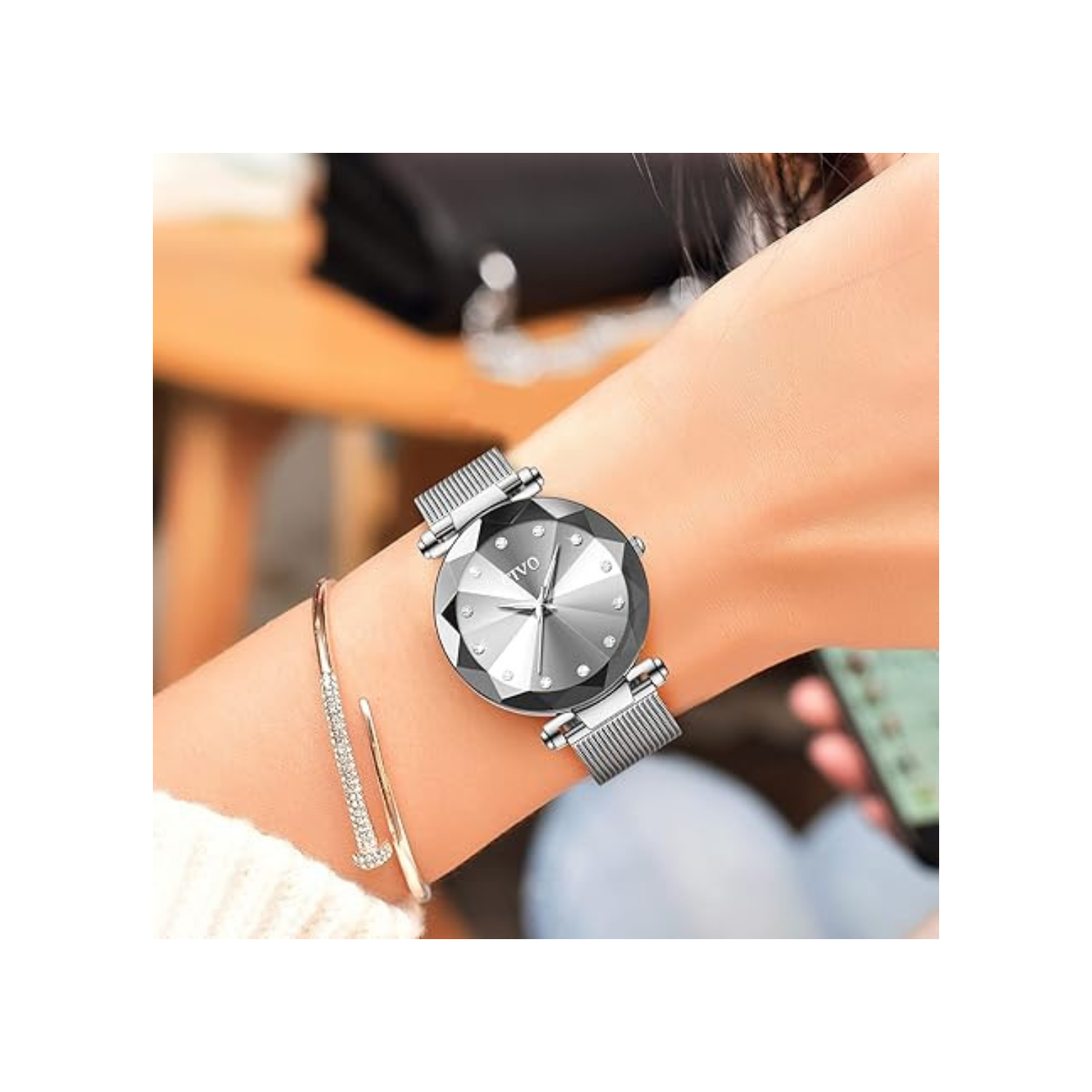 Womens Watch, Waterproof Ladies Watch, Analog Quartz Wrist Watches for Women Stainless Steel Mesh Strap Elegant Dress Designer Womens Watches Diamond