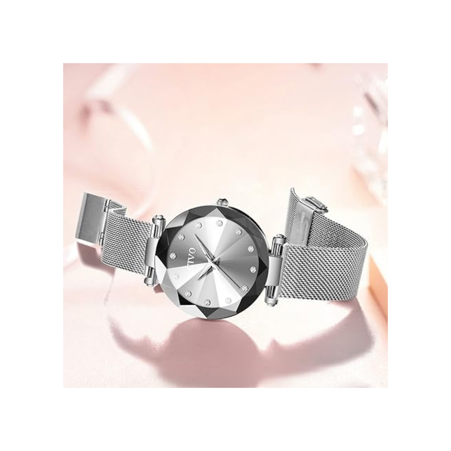 Womens Watch, Waterproof Ladies Watch, Analog Quartz Wrist Watches for Women Stainless Steel Mesh Strap Elegant Dress Designer Womens Watches Diamond