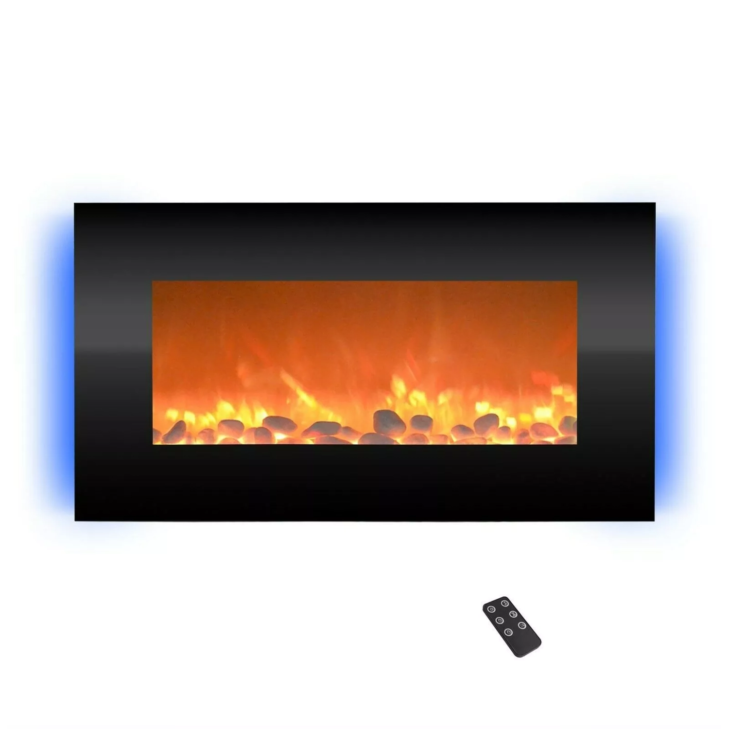 Wall-Mounted Electric Fireplace with Adjustable Heat, Remote Control, Backlight Colors, and Timer