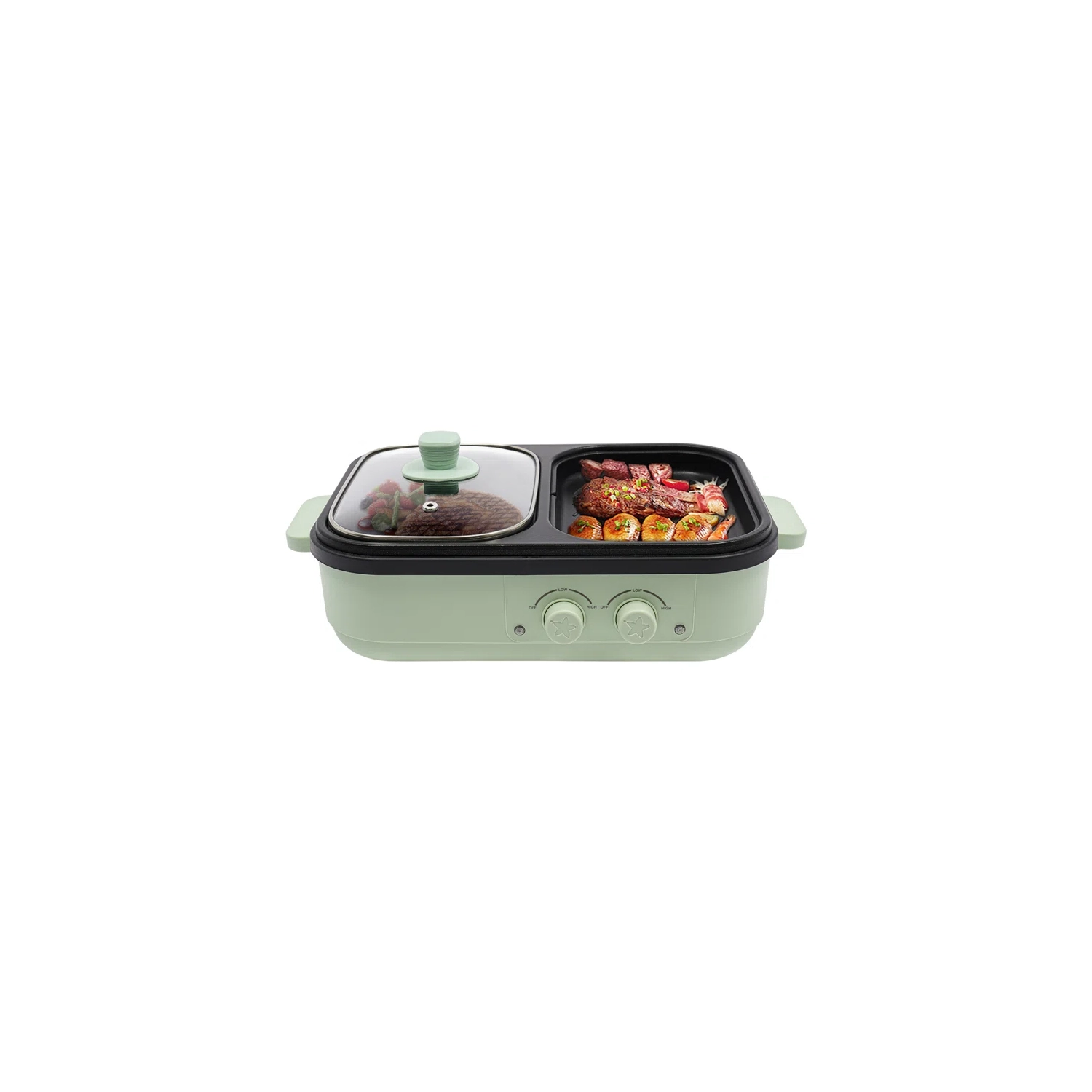 Multi-Purpose Electric Hot Pot with Grill, 1300W, 110V