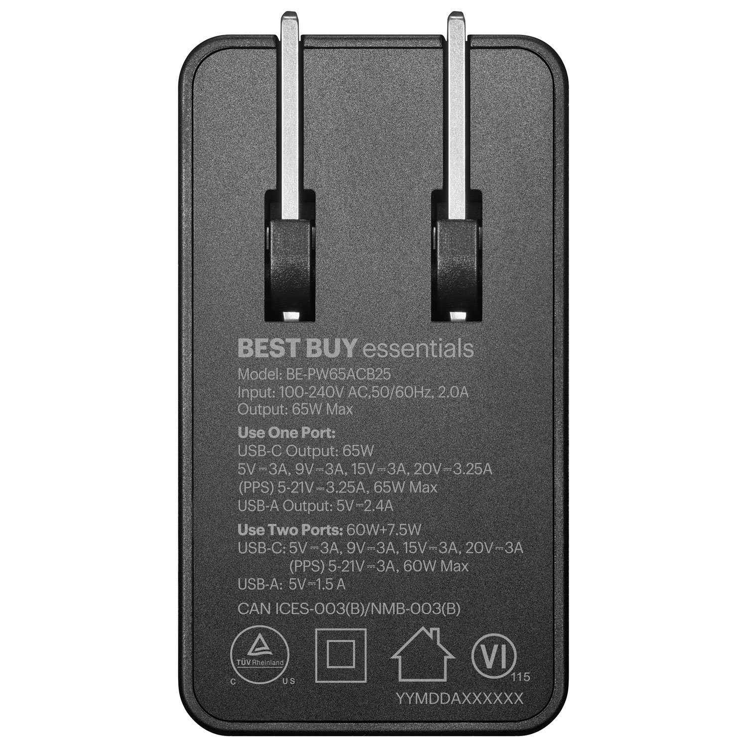 Ensemble de chargeur mural USB-C/USB-A de 65 W Best Buy Essentials - Exclusivité de Best Buy