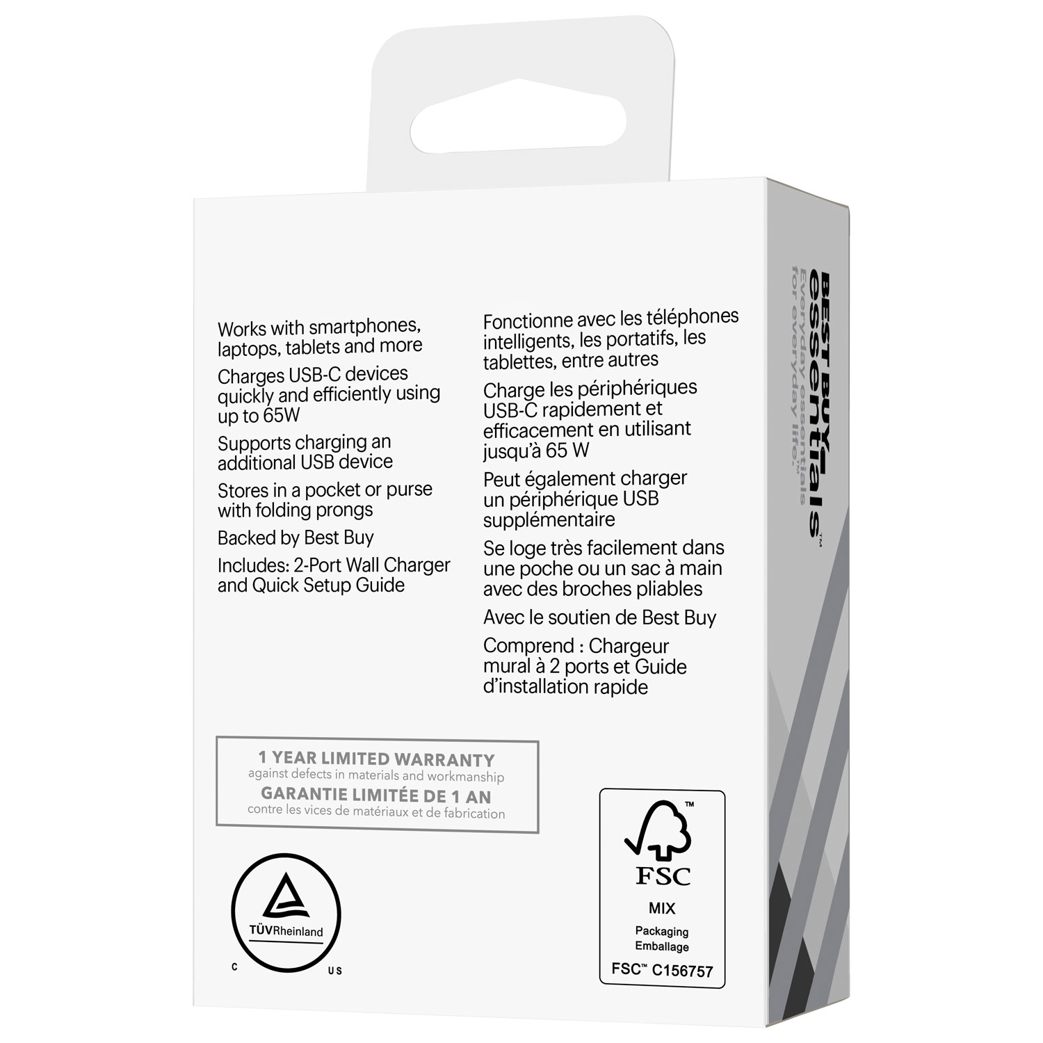 Ensemble de chargeur mural USB-C/USB-A de 65 W Best Buy Essentials - Exclusivité de Best Buy