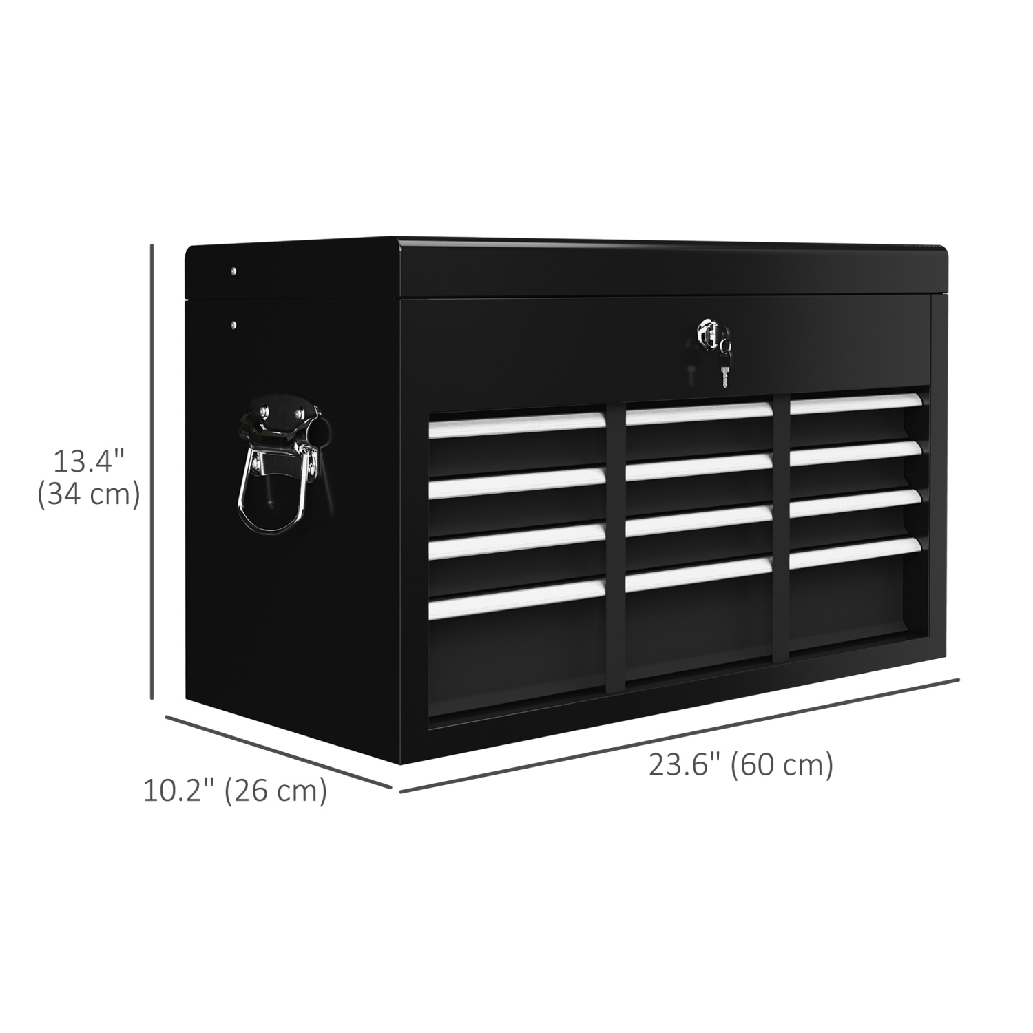 HOMCOM 6 Drawer Lockable Tool Box with Top Case, Ball Bearing Slides, 24" Portable Tool Chest for Garage, Household and Warehouse, Black