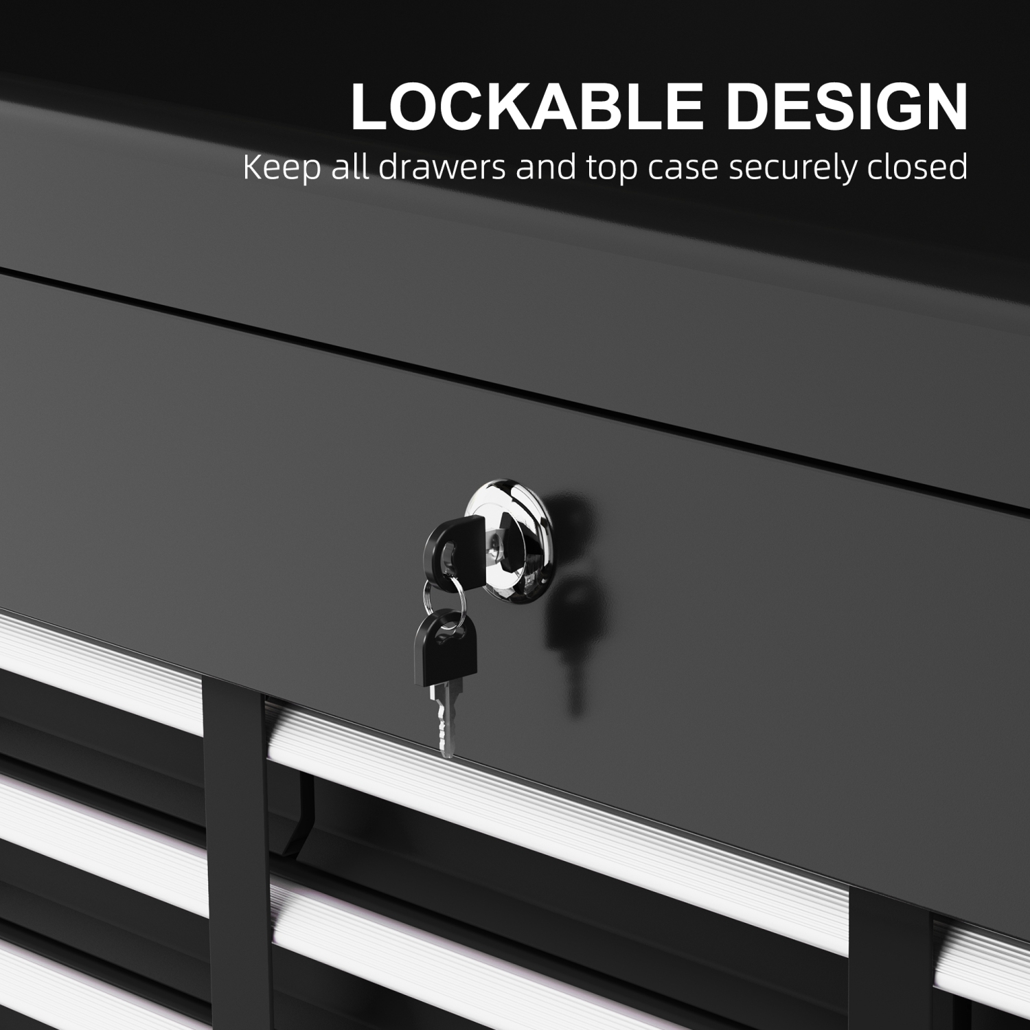 HOMCOM 6 Drawer Lockable Tool Box with Top Case, Ball Bearing Slides, 24" Portable Tool Chest for Garage, Household and Warehouse, Black