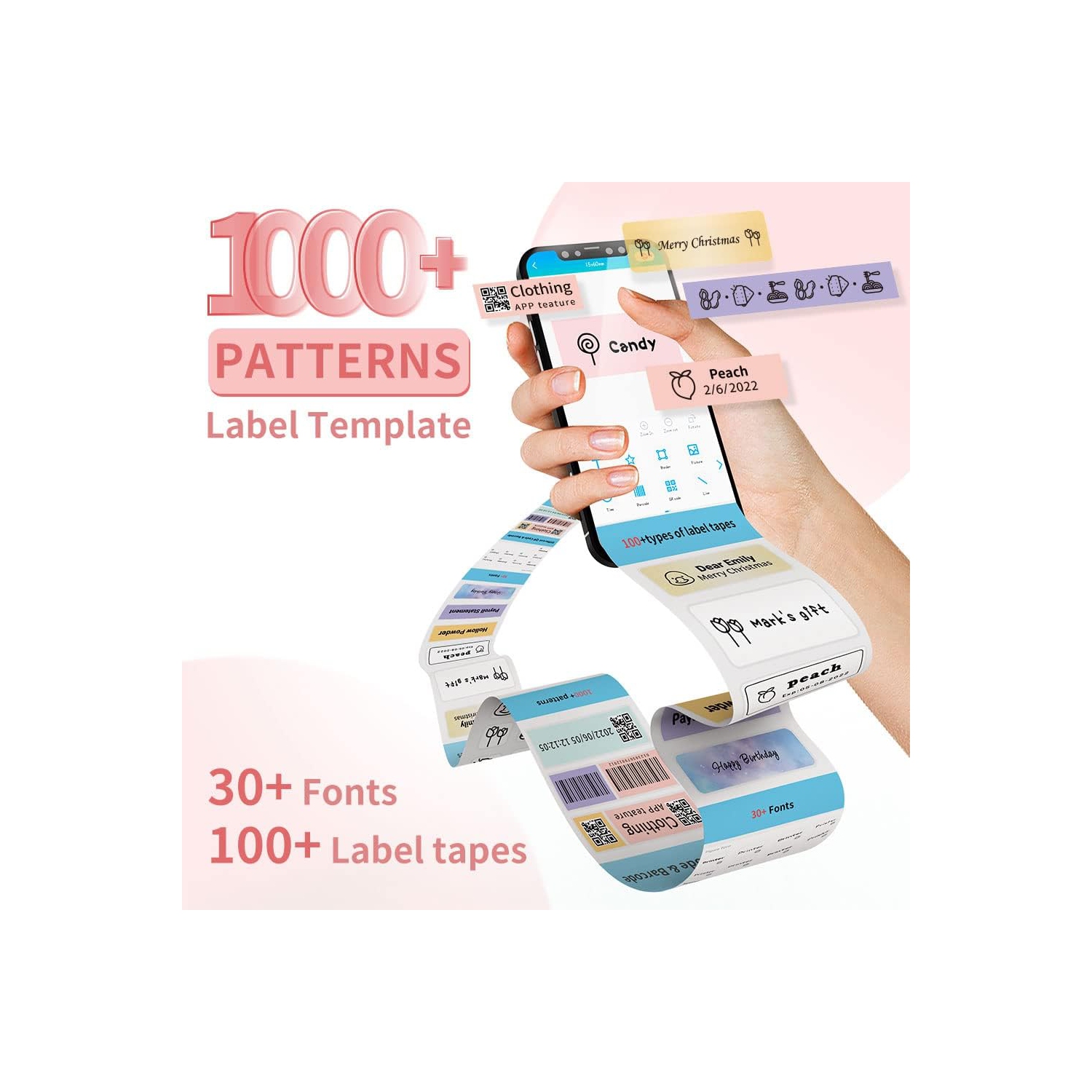 Phomemo D30 Portable Bluetooth Mini Label Printer - with 1 roll of paper inside