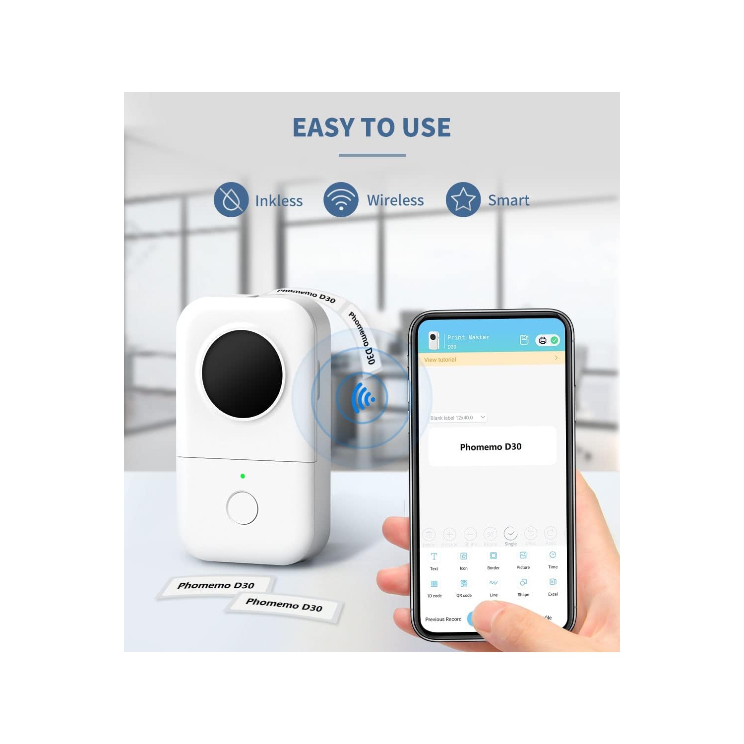 Phomemo D30 Portable Bluetooth Mini Label Printer