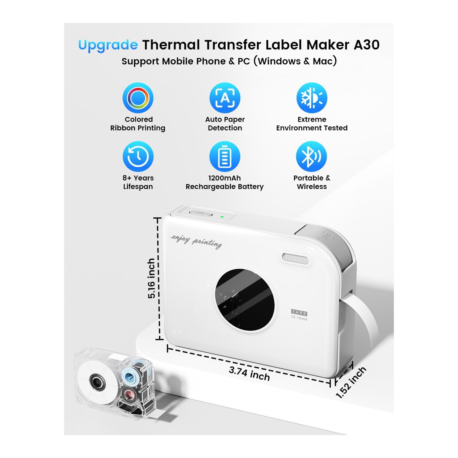 Phomemo A30 Portable Label Maker Ribbon Printer for gift