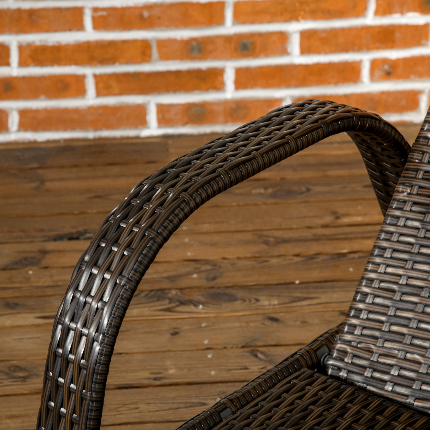 Ensemble de 3 chaises longues en osier Outsunny avec table, ensemble de chaises longues d'extérieur en rotin PE avec coussins, roulettes, dossier