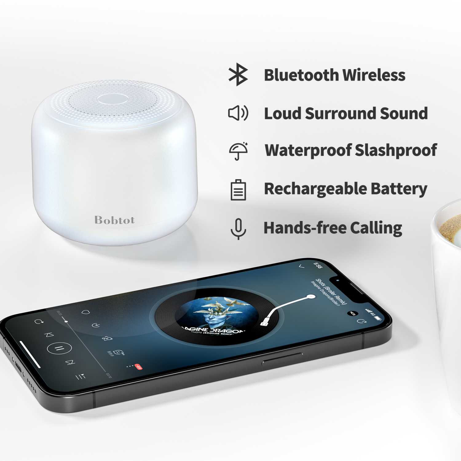 Haut-parleurs portatifs Bluetooth de Bobtot avec courroie, mini haut-parleur étanche sans fil IPX5 avec son stéréo puissant, 20 heures de lecture,