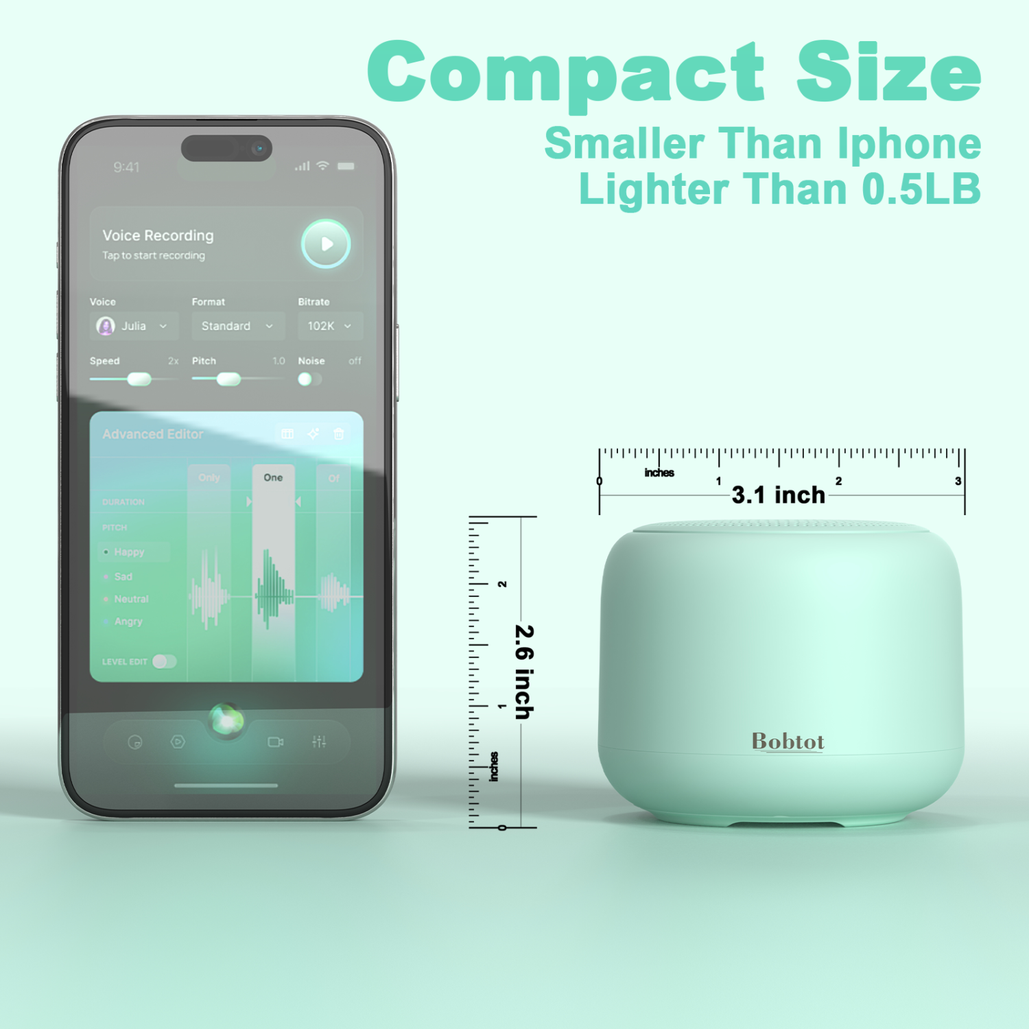 Haut-parleurs portatifs Bluetooth de Bobtot avec courroie, mini haut-parleur étanche sans fil IPX5 avec son stéréo puissant, autonomie de 20 heures,