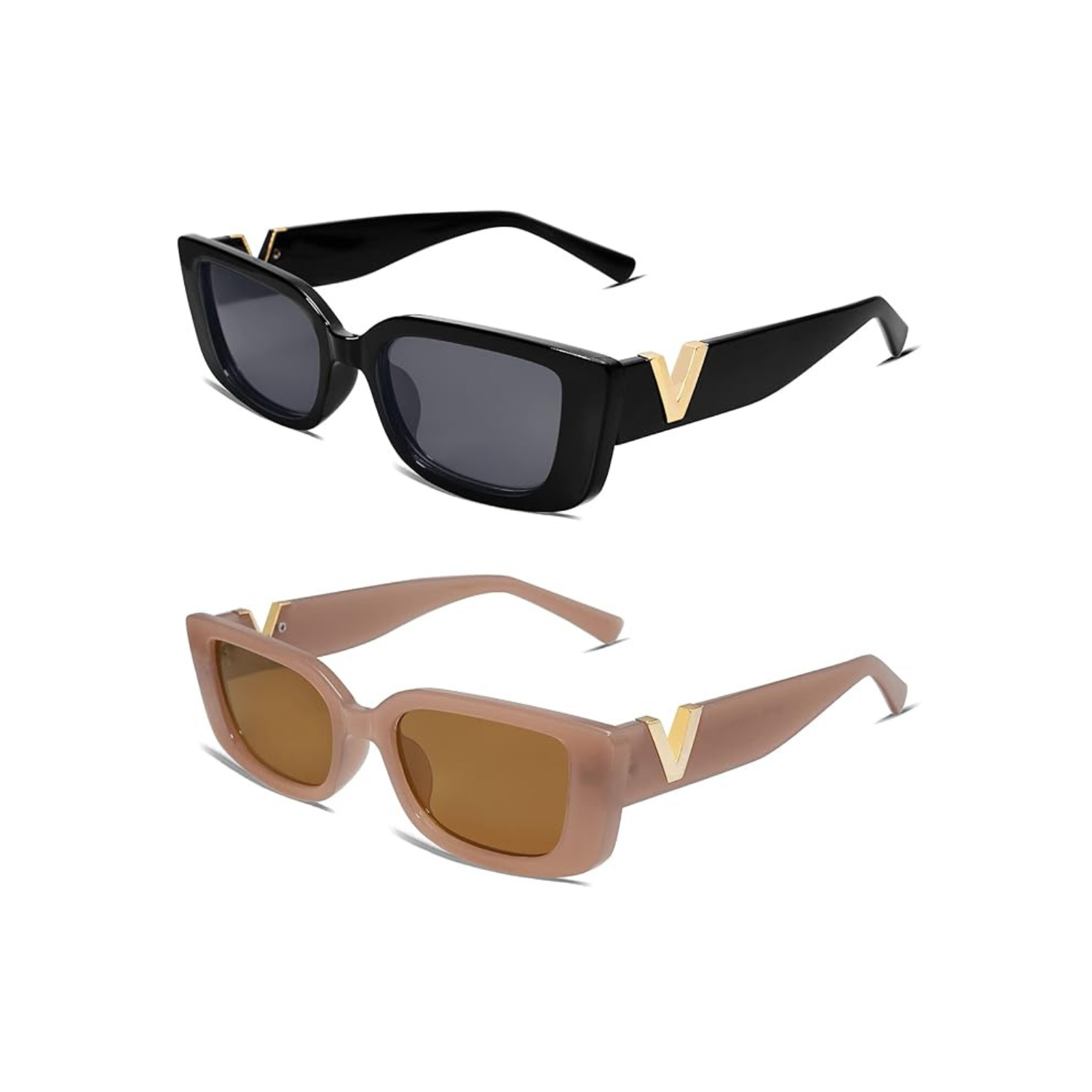 2 Pack Rectangle Sunglasses for Women 90s Retro Trendy Y2K  display picture 2