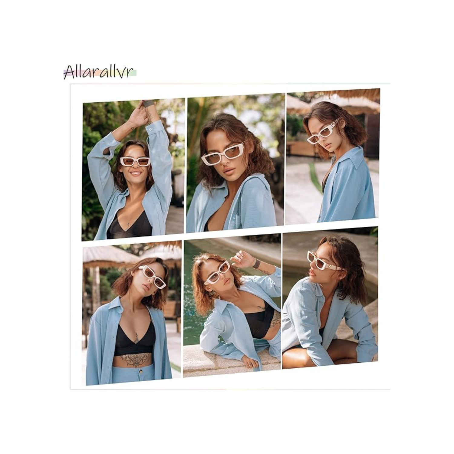 Rectangle 90s Retro Trendy Y2K Classical Vintage Square Shades AR82037 Allarallvr Rectangle Sunglasses For Women 90s Retro Trendy  main image 2