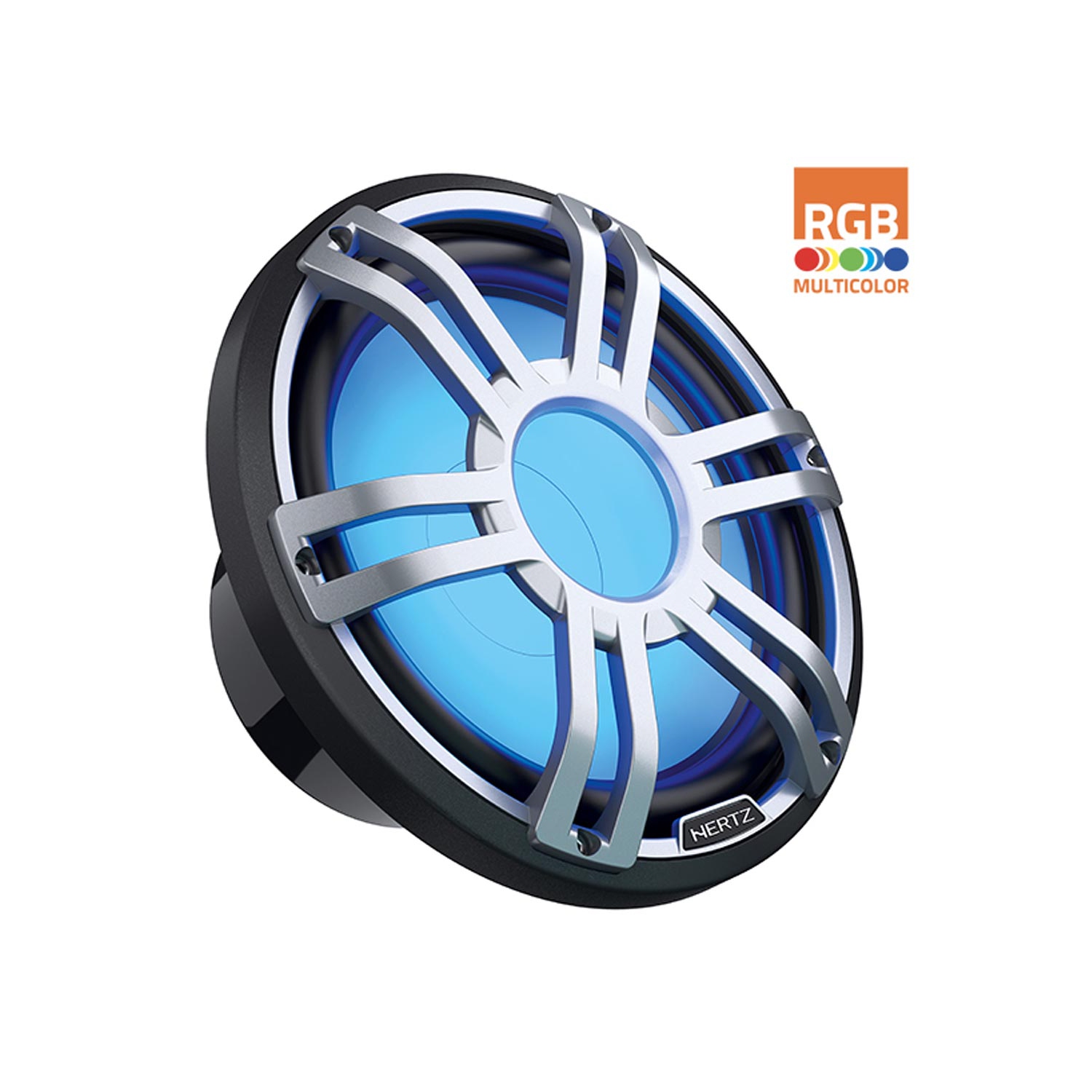 Haut-parleur d'extrêmes graves LED RVB sport nautique 4 ohms HMS 12 S4-LD-G de 12&nbsp;po de Hertz - Grille sport grise