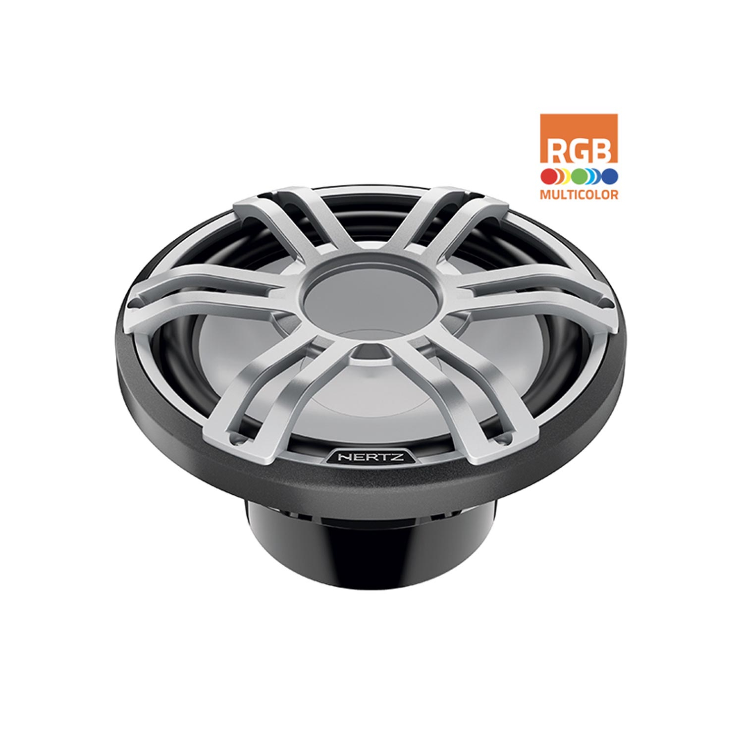 Haut-parleur d'extrêmes graves LED RVB sport nautique 4 ohms HMS 12 S4-LD-G de 12&nbsp;po de Hertz - Grille sport grise