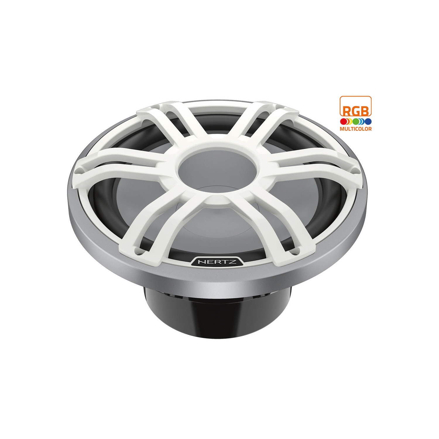 Haut-parleur d'extrêmes graves LED RVB sport nautique 2 ohms HMS 12 S2-LD-SW de 12&nbsp;po de Hertz - Grille sport blanche