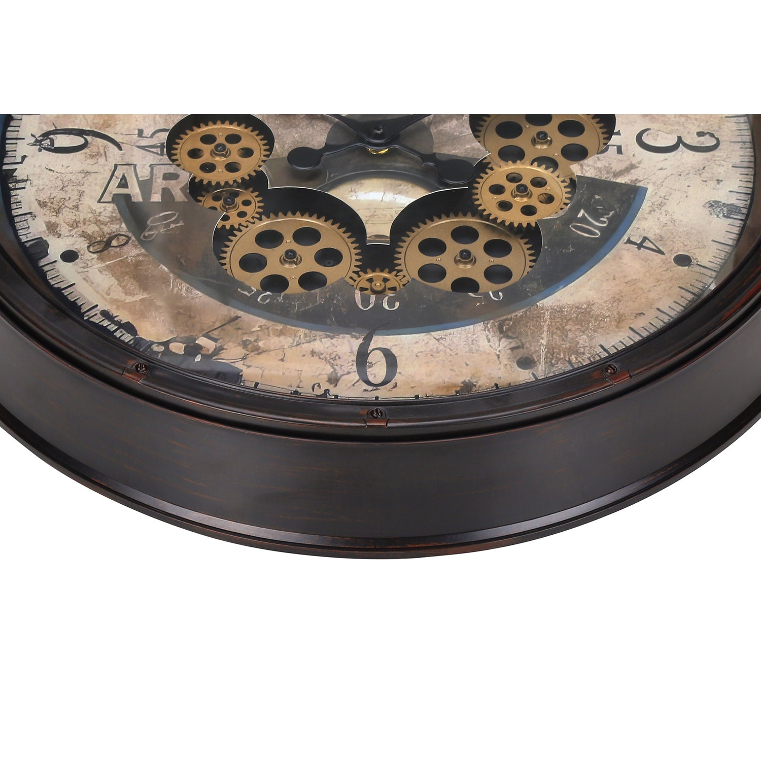 Monarch Specialties I 9061 - Clocks, 20" Round, Gear Mechanism, Wall Clock, Brown, Transitional