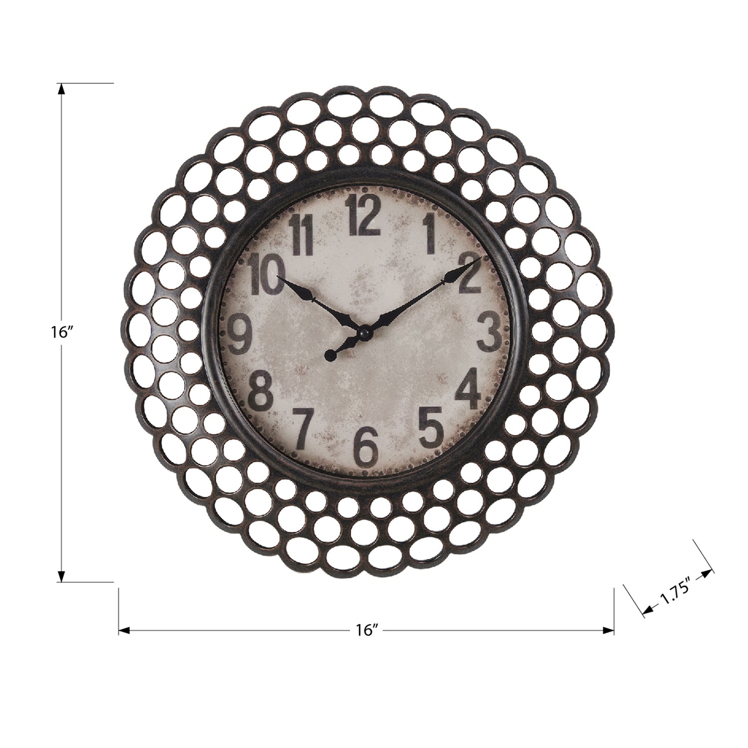 Monarch Specialties I 9087 - Clocks, 16" Round, Wall Clock, Transitional