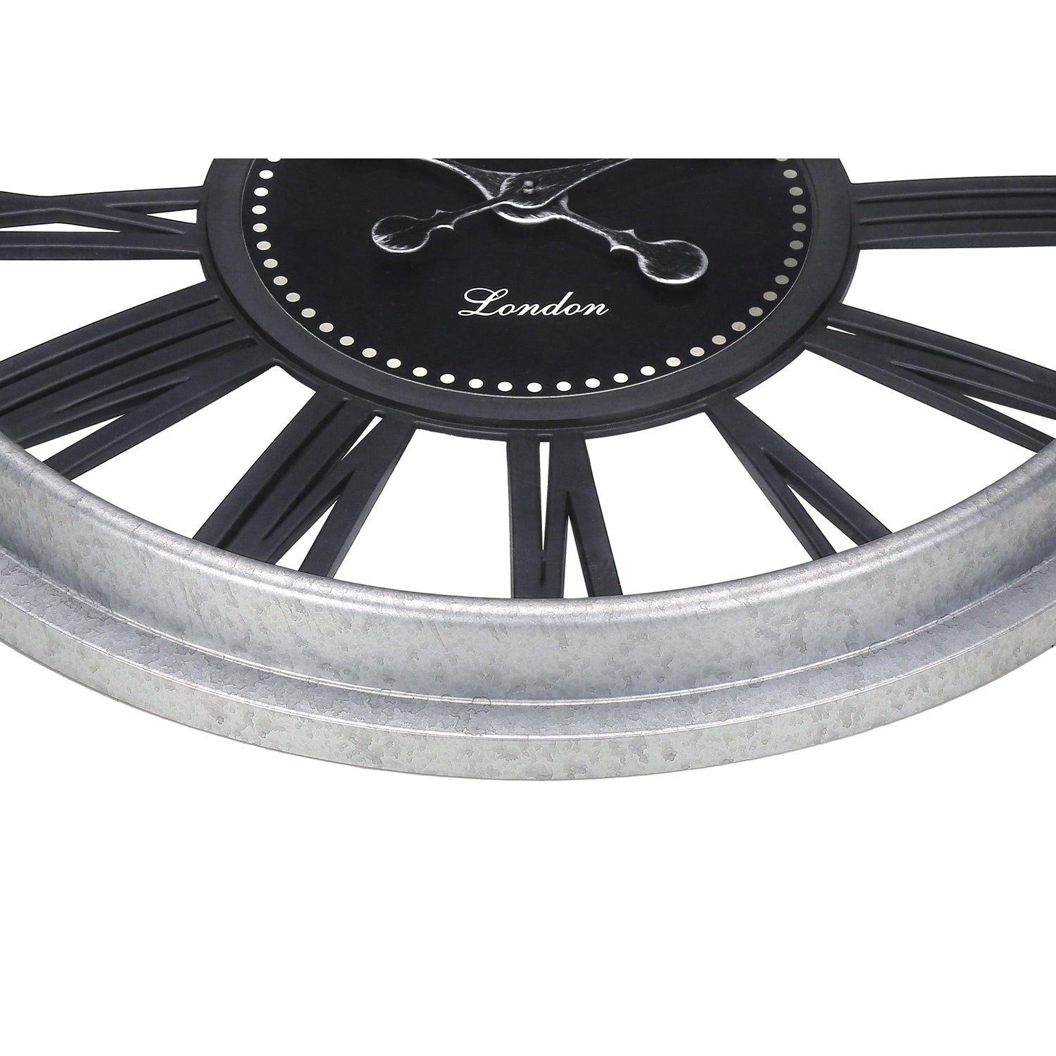 Monarch Specialties I 9056 - Clocks, 20" Round, Wall Clock, Black, Silver, Transitional