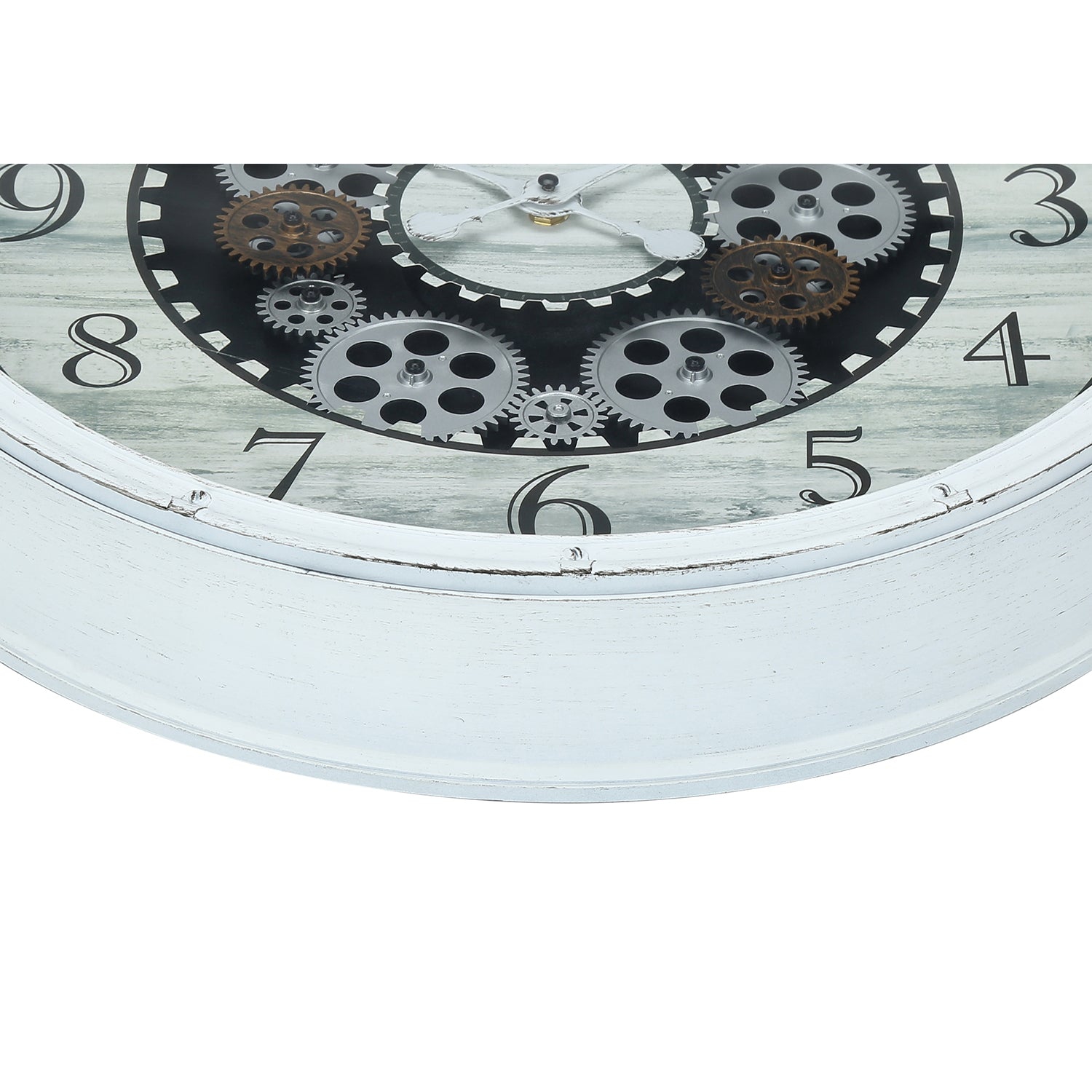 Monarch Specialties I 9059 - Clocks, 20" Round, Gear Mechanism, Wall Clock, Antique White, Transitional