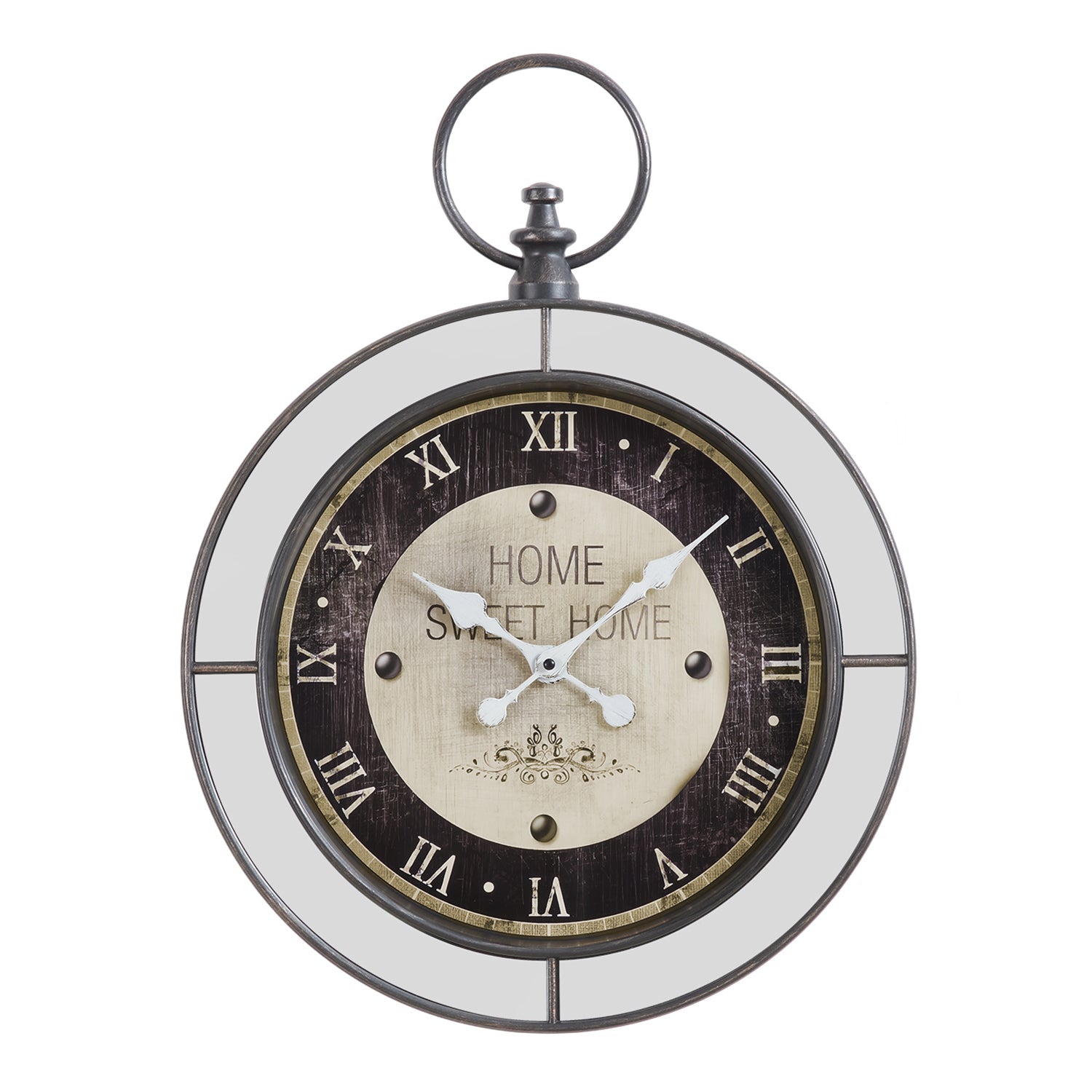 Monarch Specialties I 9091 - Clocks, 18" Round, Wall Clock, Brown, Mirror, Transitional