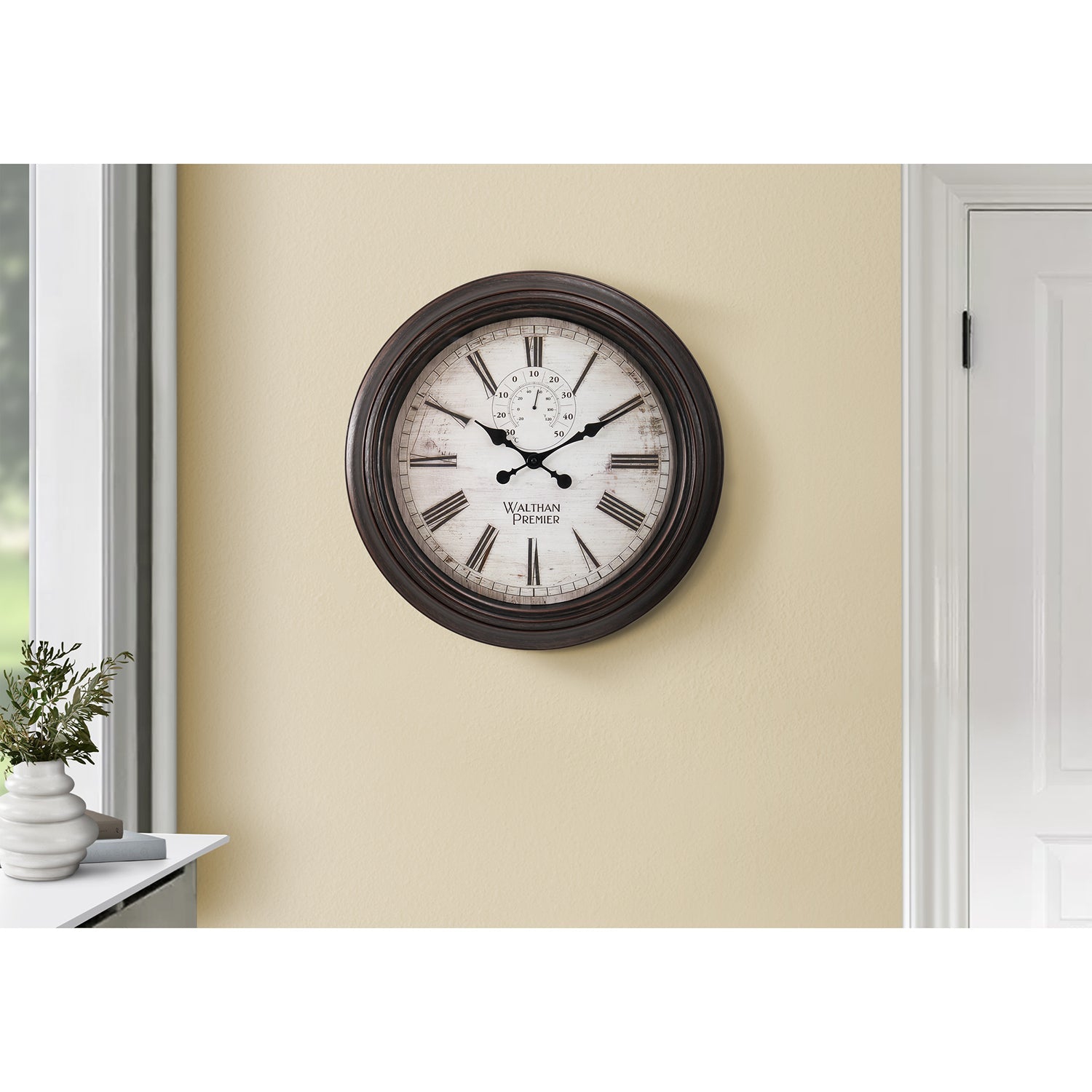 Monarch Specialties I 9040 - Clocks, 20" Round, Wall Clock, Brown, Transitional